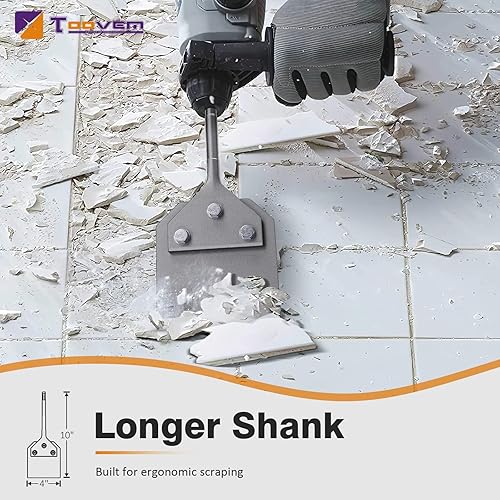 Miniatura 10 de TOOVEM - 2 cuchillas de repuesto para rascador de suelo SDS Plus, cuchillas de eliminación de adhesivos de 4 pulgadas de ancho con pernos, tuercas y