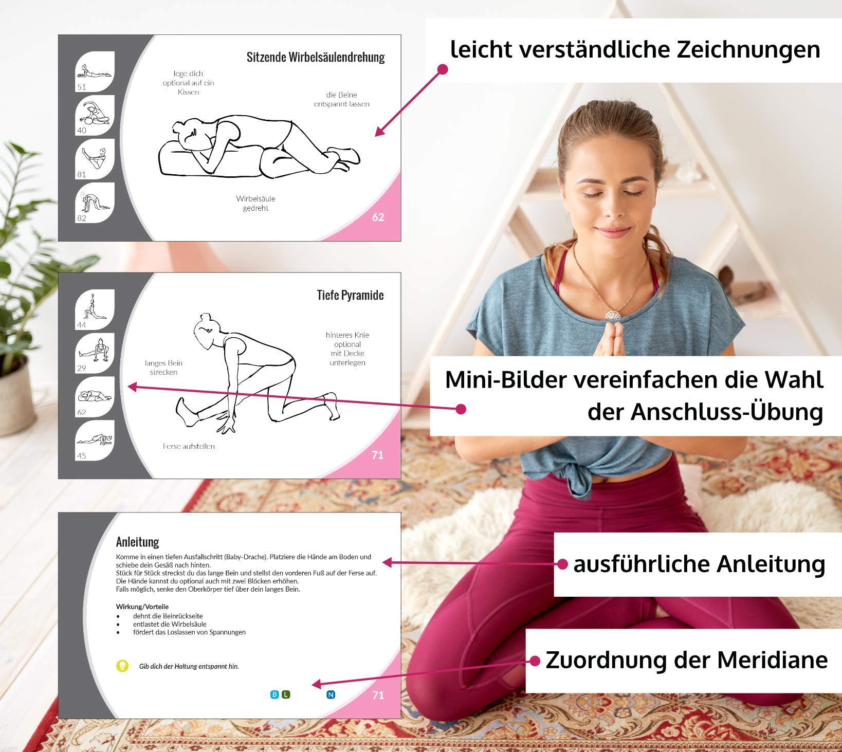 Yin Yoga Übungskarten, sanftes Yoga, für Anfänger und Fortgeschrittene, mit 70 Yogaübungen, Yogabox (in Neuer Verpackung)