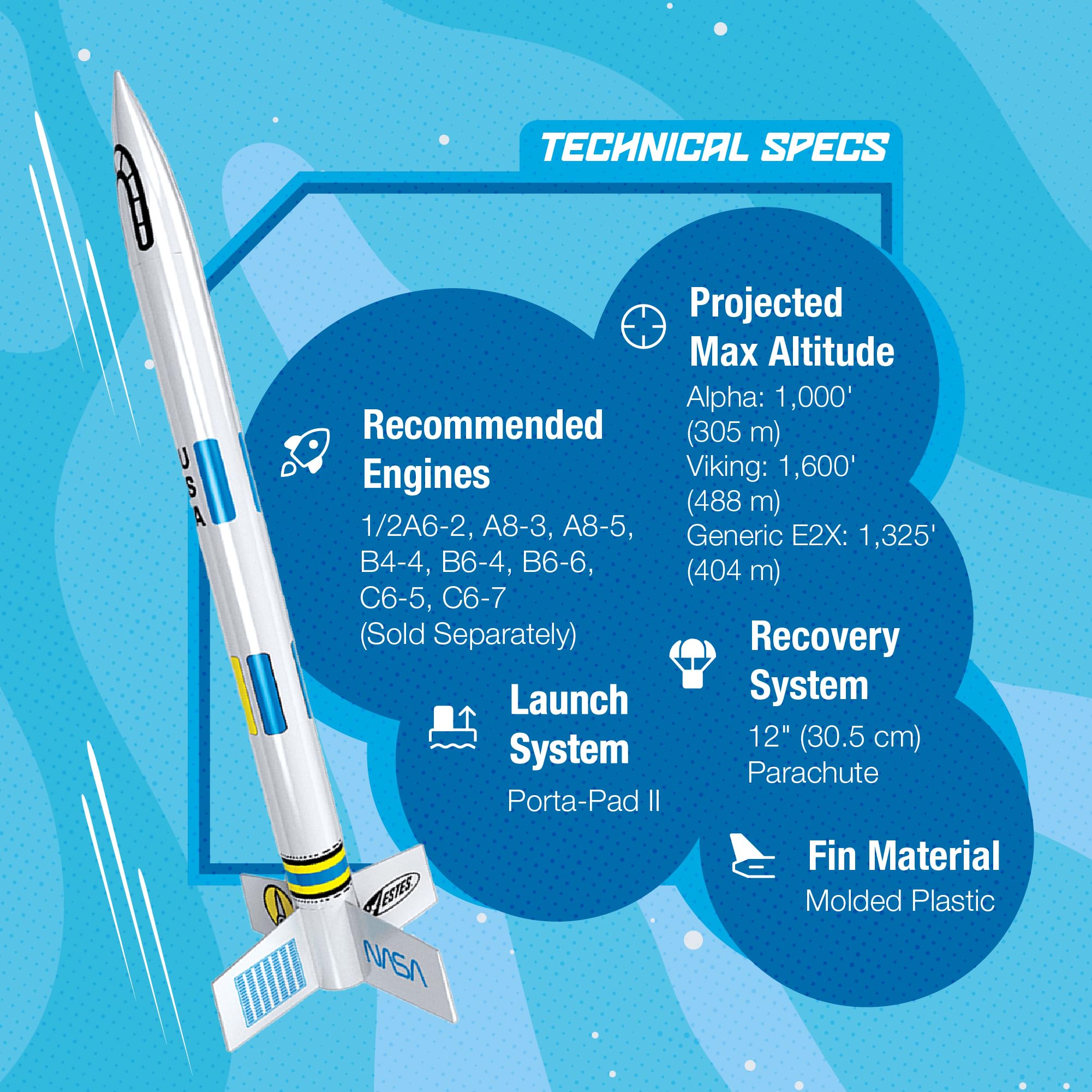 Estes 1753 AVG Bulk Variety Pack of Rocket-Building Kits, Beginner and Intermediate Flying-Rocket-Model Kits for Ages 10+, Includes Viking, Alpha, and EX2 Rockets - Image 5