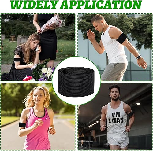 Miniatura 4 de simarro 6 brazaletes de capitán, 2.0 x 11.8 in2 x 12 pulgadas, color negro, elástico, ajustable, para líder, para equipo, deporte, insignia,