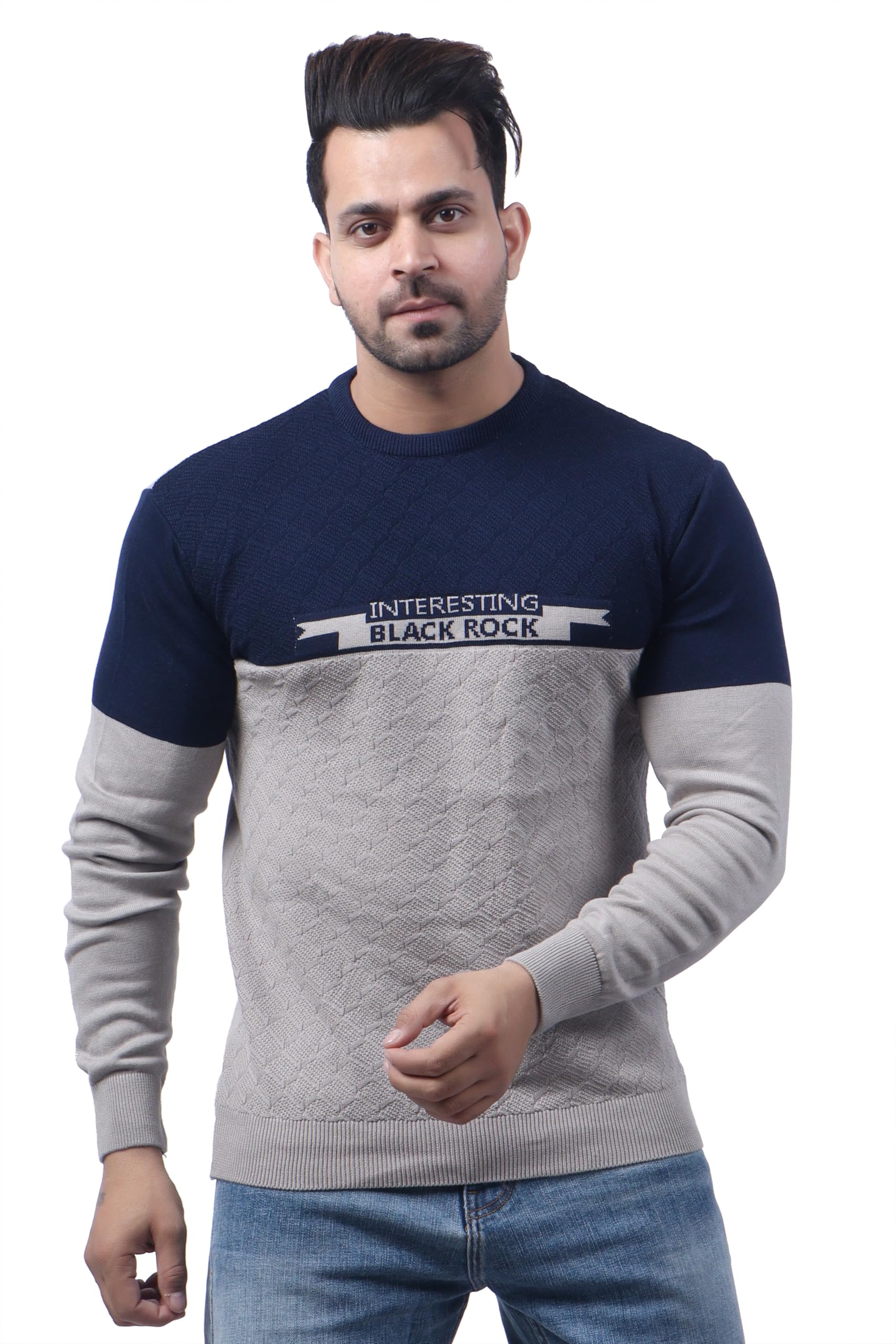 feverfew Stylish Mens Sweater | Men's Sweater | Casual wear Sweater | Full Sleeves | Colorblock | Round Neck | Winter Warmth-picture-56