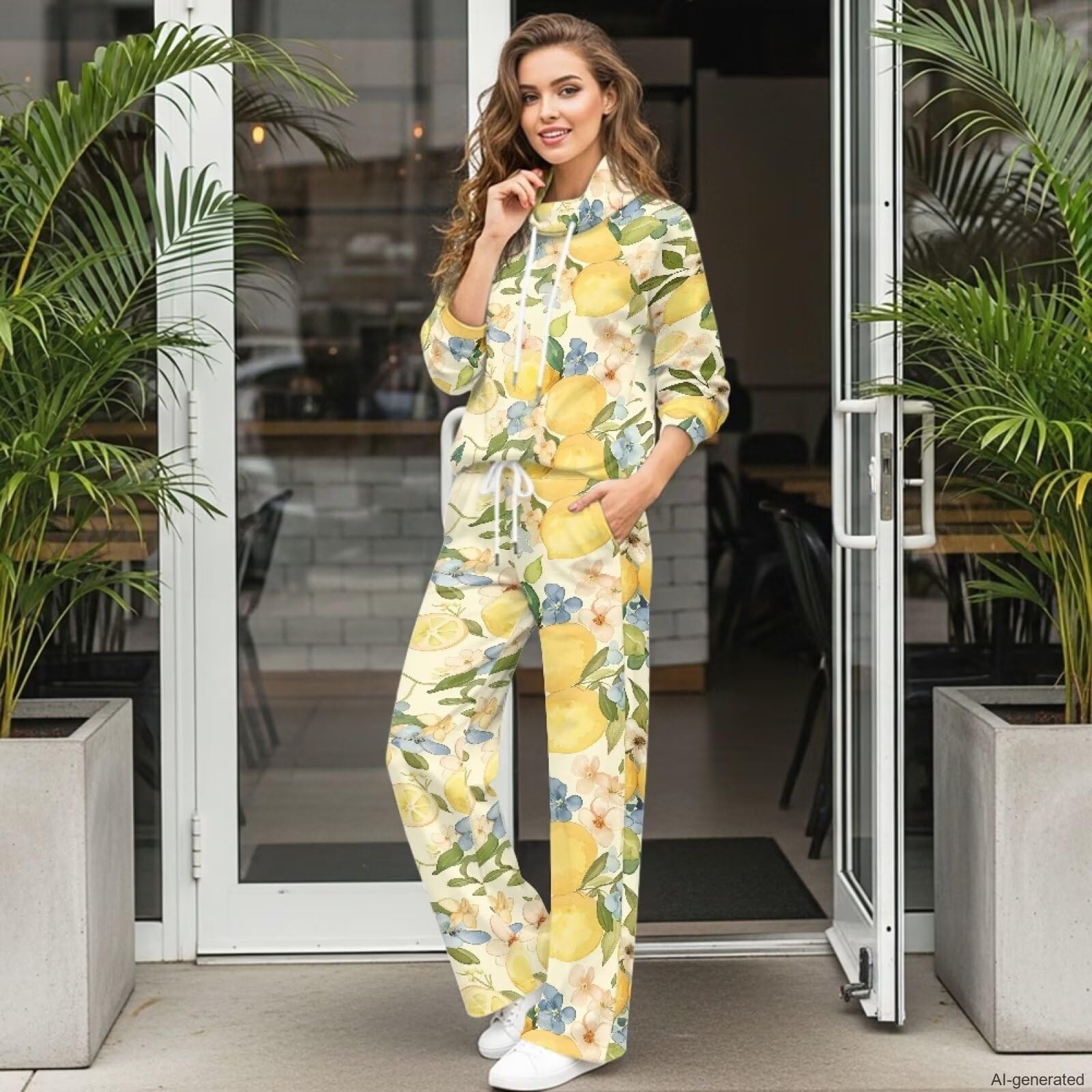 Tuta da donna casual a maniche lunghe, 2 pezzi