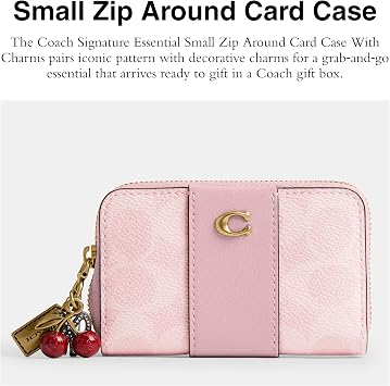 Coach Signature Essential Small Zip Around Card Case With Charms