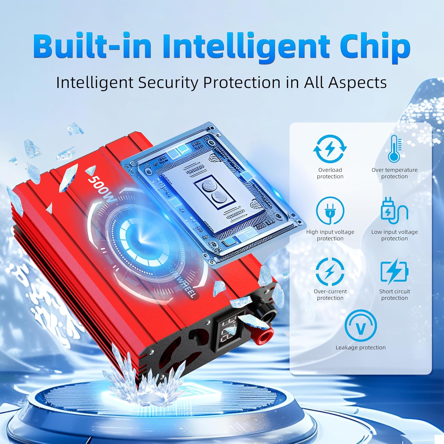 SUNWHEEL Power Inverter with intelligent chip and multiple protection features