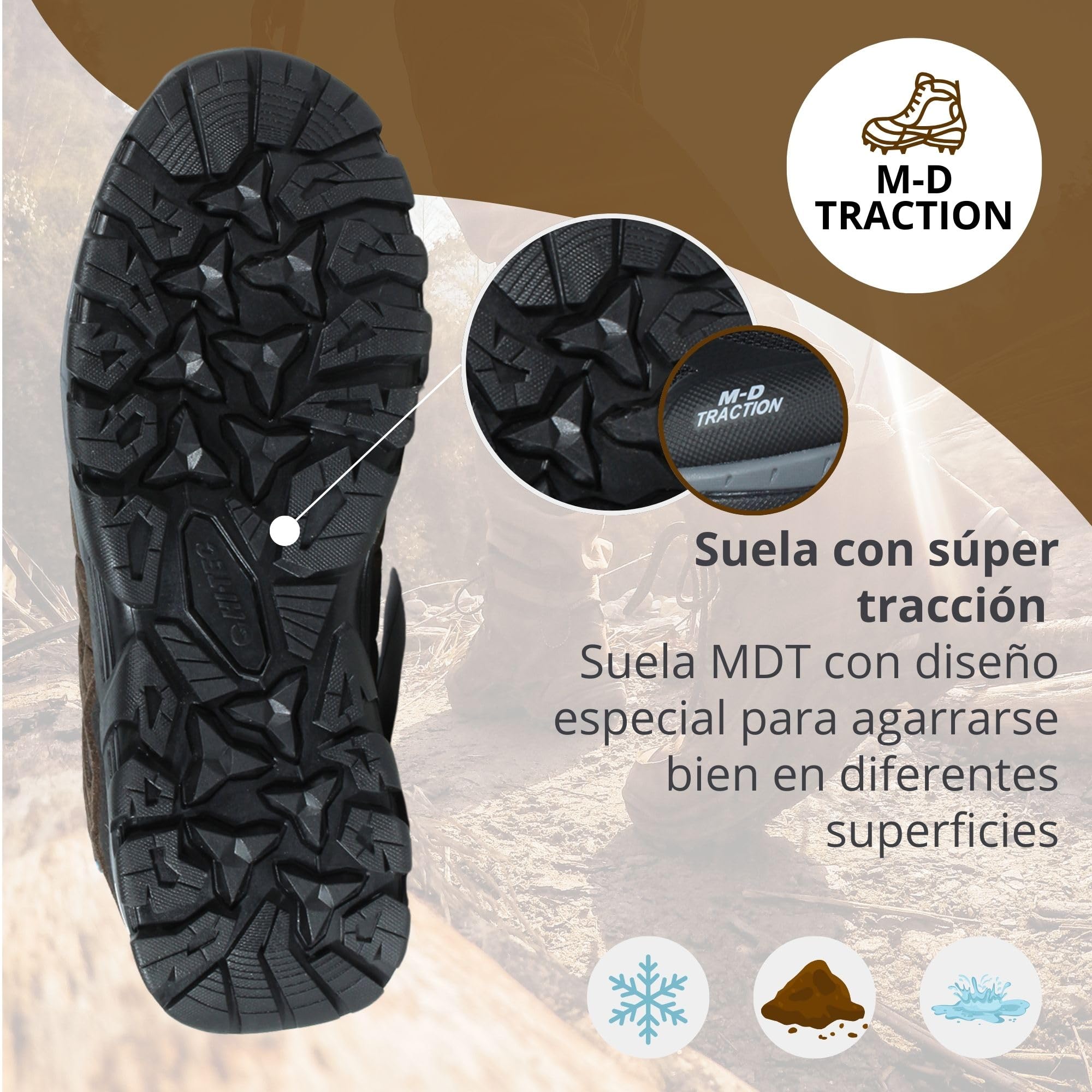 HI-TEC Corzo Mid WP - botas trekking,zapatillas montaña hombre,impermeables, ajuste seguro, protección del empeine, estabilidad en terrenos difíciles, excelente amortiguación, tracción superior
