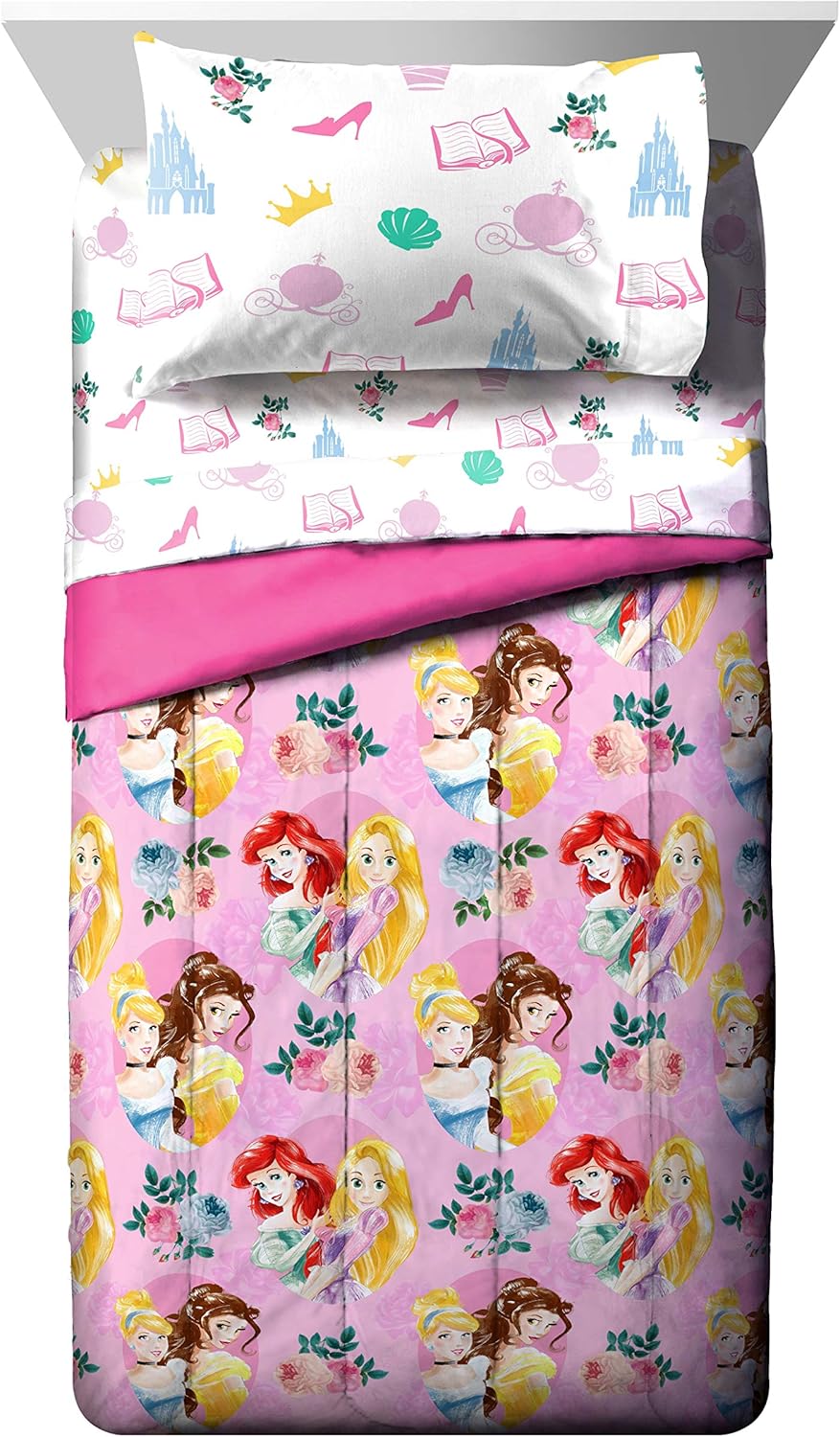 Jay Franco Disney Princess Sassy 4 Piece Twin Bed Set - Includes Comforter & Sheet Set - Super Soft Fade Resistant Polyester - (Official Disney Product) - Image 2