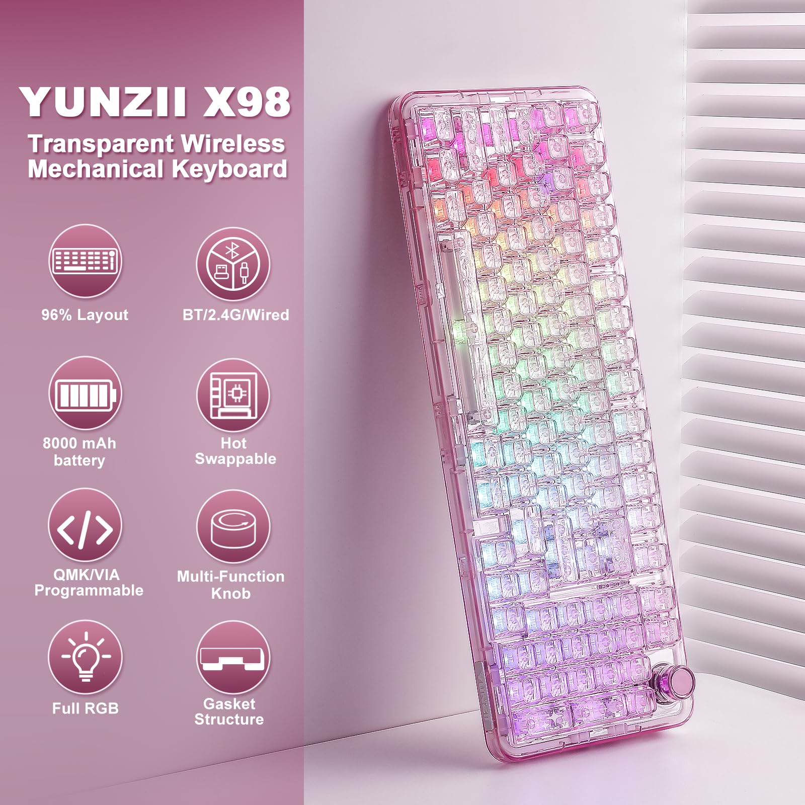Amazon.com: YUNZII X98 QMK/VIA Wireless Mechanical Gaming