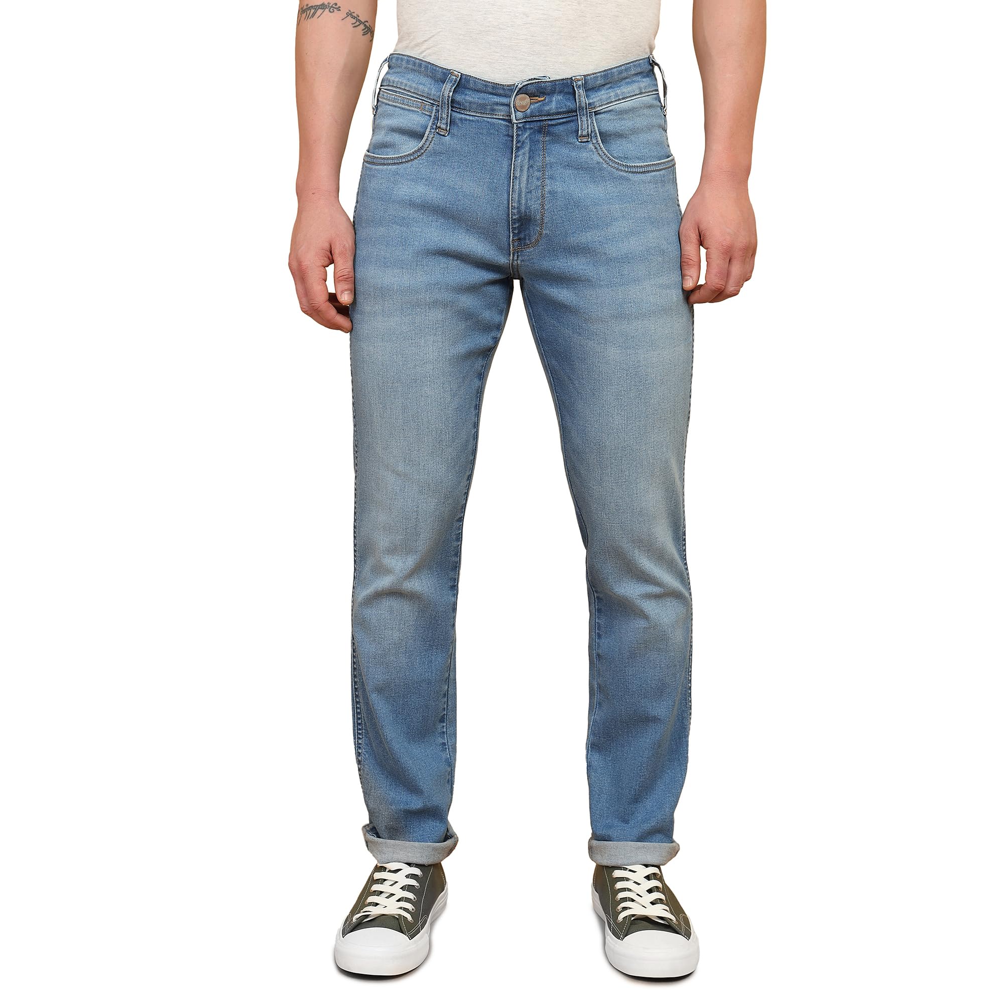 WranglerMen's Blue Straight Fit High Rise Pants