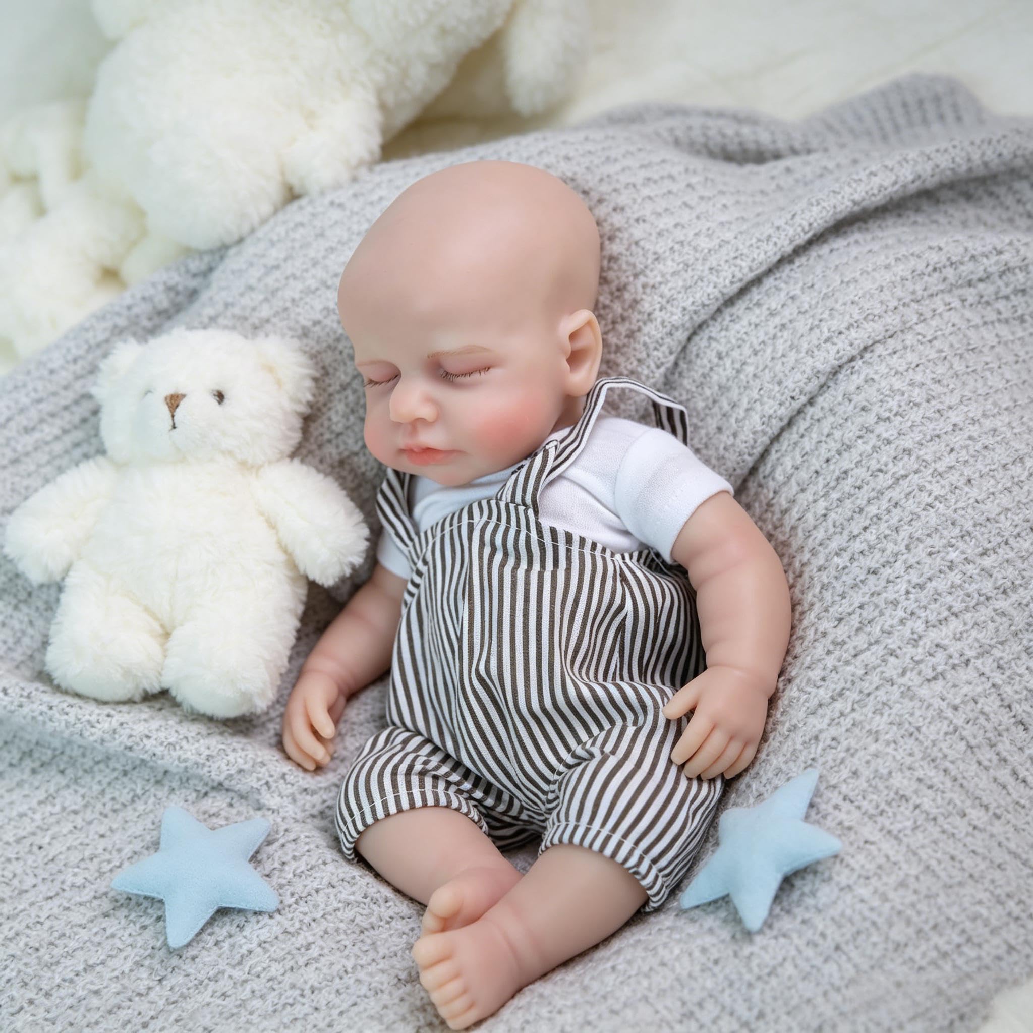 RXDOLL Reborn Baby Dolls 30 cm, silikonowe, pełne ciało, realistyczne lalki, prawdziwe życie, miękki silikon, nie winylowy, chłopiec, z zestawem ubrań dla dzieci w wieku 3+ i kolekcjonerów
