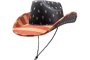 Vintage Tea-Stained American Flag Cowboy/Cowgirl Hat: Authentic Western Charm for the Modern Cowboy