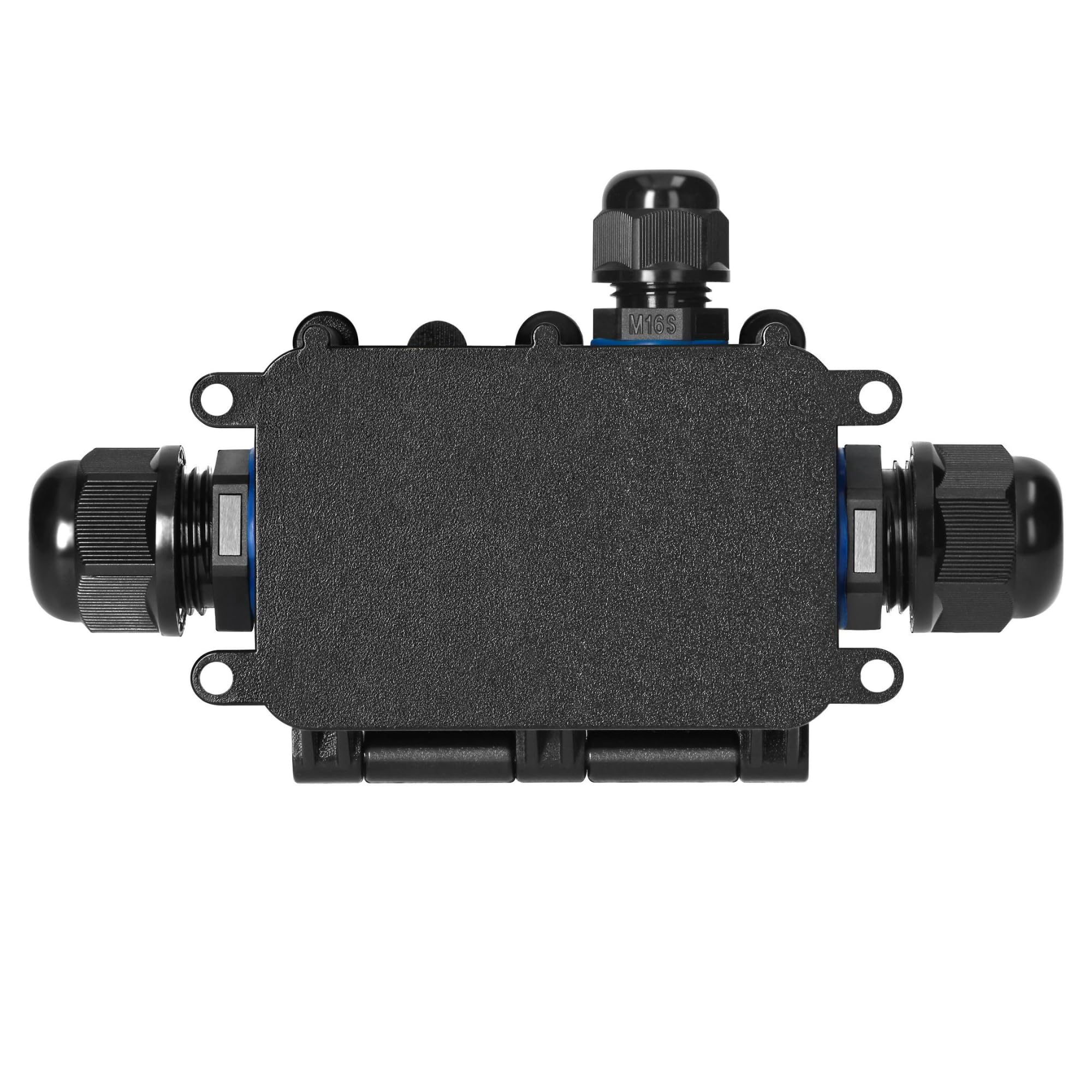 Scatola Derivazione Esterna HD 0,5-6,0mm² Scatola Stagna Elettrica da Esterno IP68 Scatola di Giunzione per Cavo Ø7-12mm Resistenza ai Raggi UV e agli Urti IK09 (3 vie: 2xM20, 1xM16)