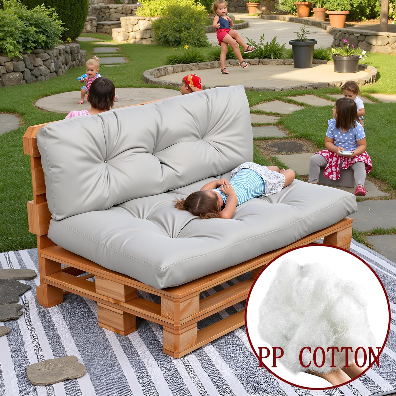 Cojines Palets 120×80 120×60 80×60 100×60 Exterior 2-Piezas Cojín de Palé Impermeables Cojines for Sofas de palets Asiento, Respaldo de Jardín y Terraza(Negro,80x80+80x40cm)