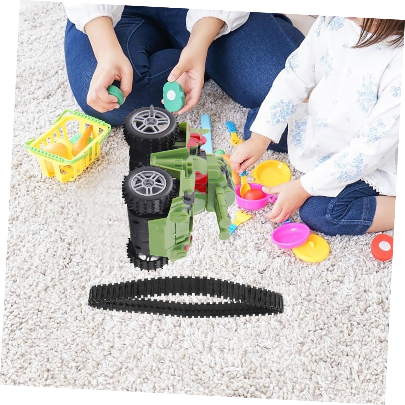 ibasenice 4sets DIY Tank Rubber Crawler Tires Tank Treads Replacement for DIY Track Robot Toy 2pcs*4