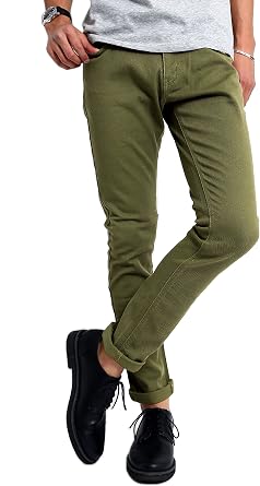 Improves Mens Stretch Slim Skinny Color Chino Pants
