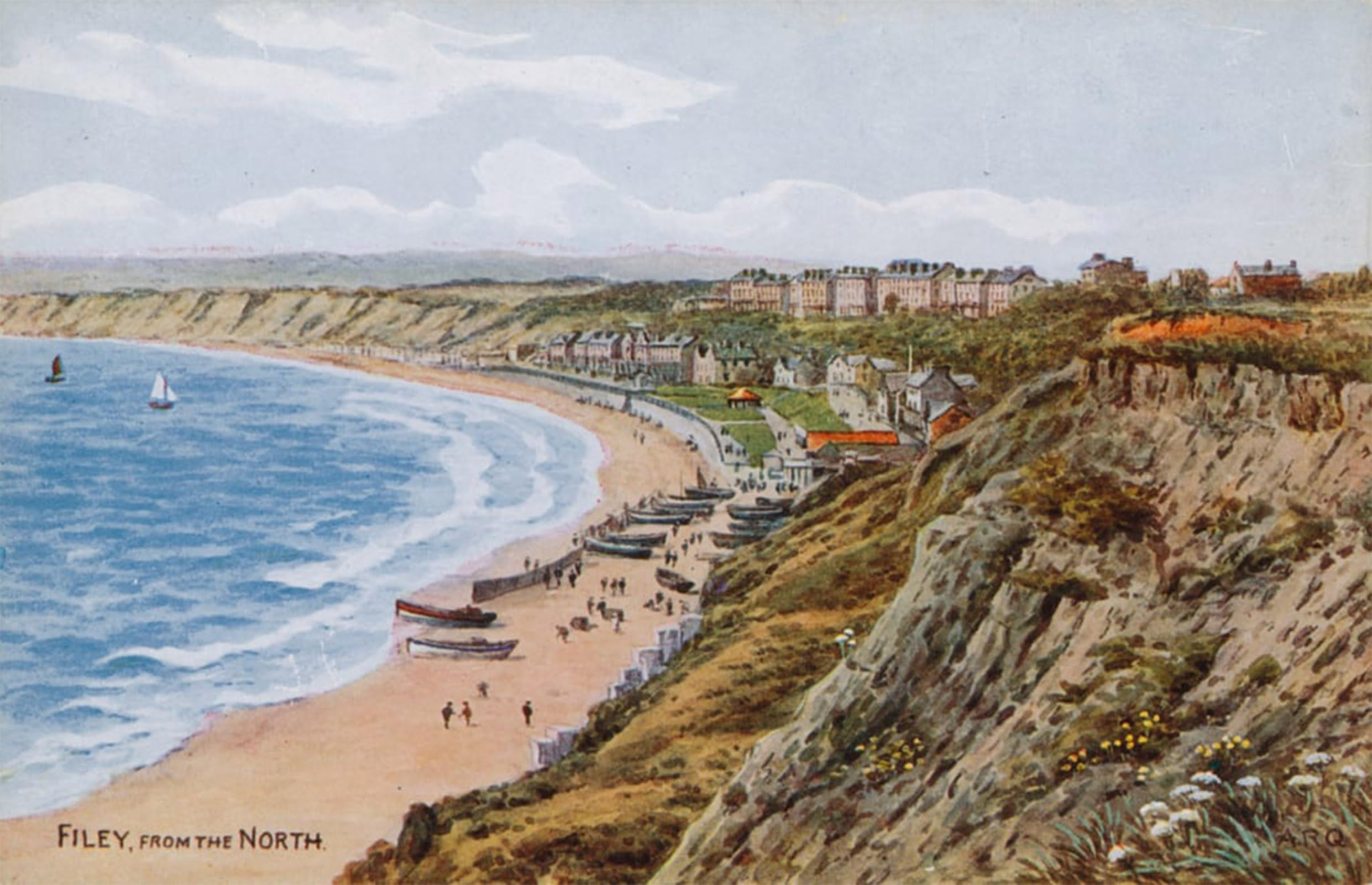 SERENDIPITP Abstract Painting Mural Print Picture Wall Decor Painting Filey From the North by Alfred Robert Quinton Vintage Wall Artwork for Home Decor 60x90cm