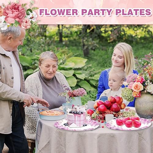 Miniatura 6 de 50 platos de papel para el Día de la Madre, suministros de fiesta de té floral de primavera, 12 x 10 pulgadas, platos desechables ovalados para