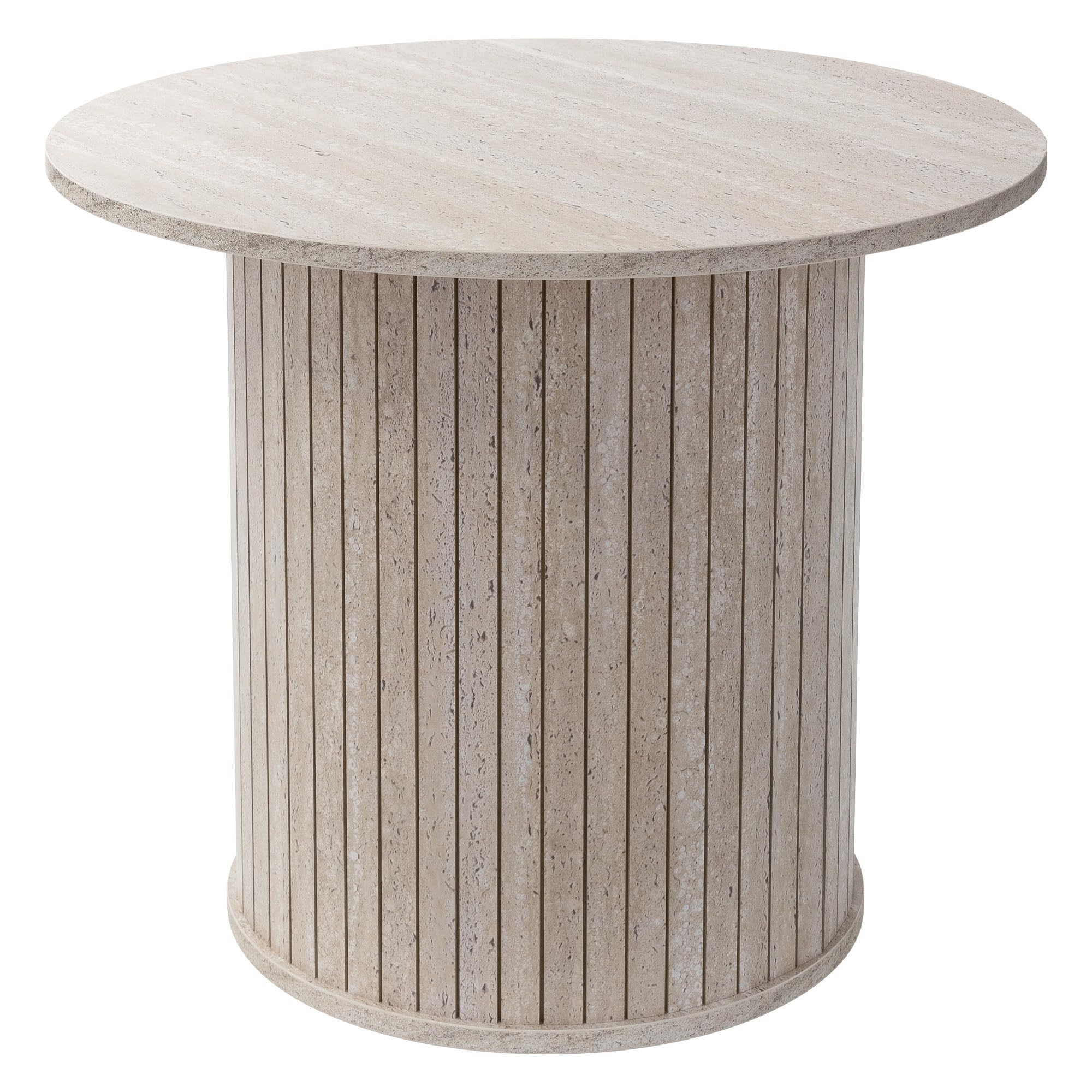 ML-Design Couchtisch rund Ø60 x 50 cm, Stein-Optik, Beige, Wohnzimmertisch mit überstehender Tischplatte, Beistelltisch ideal für Wohnzimmer, Kaffeetisch im modernen Stil, Sofatisch für Tee und Kaffee