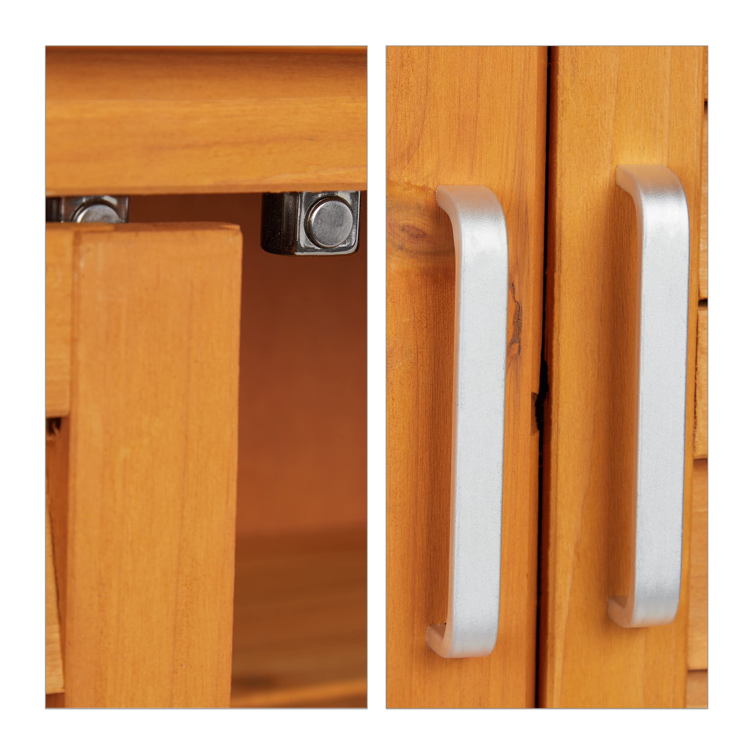 Relaxdays Armario Exterior 3 Baldas, Cobertizo Techo Inclinado, 2 Puertas, Herramientas, Madera, 97x86,5x47cm, Natural