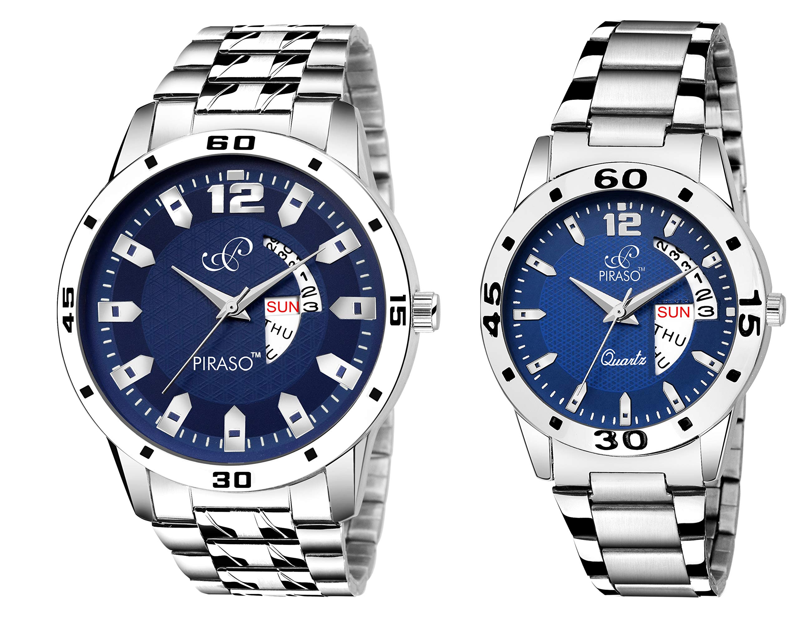 PIRASO Times Day Date Series Watch Combo Pack of 2 Men & Women