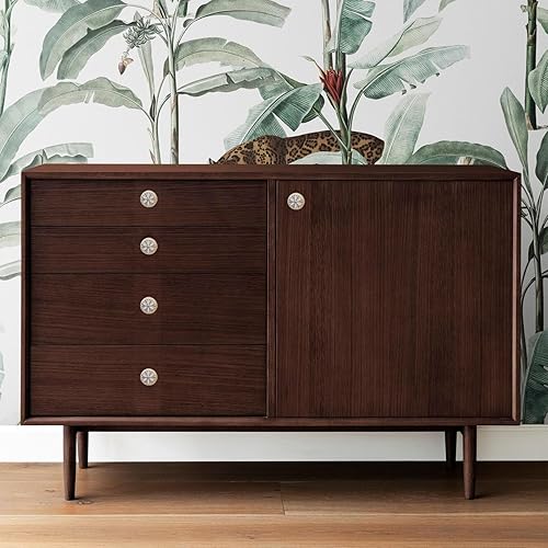 Miniatura 5 de Bitray Pomo de puerta de cajón con forma de flor con tornillos, paquete de 20 unidades