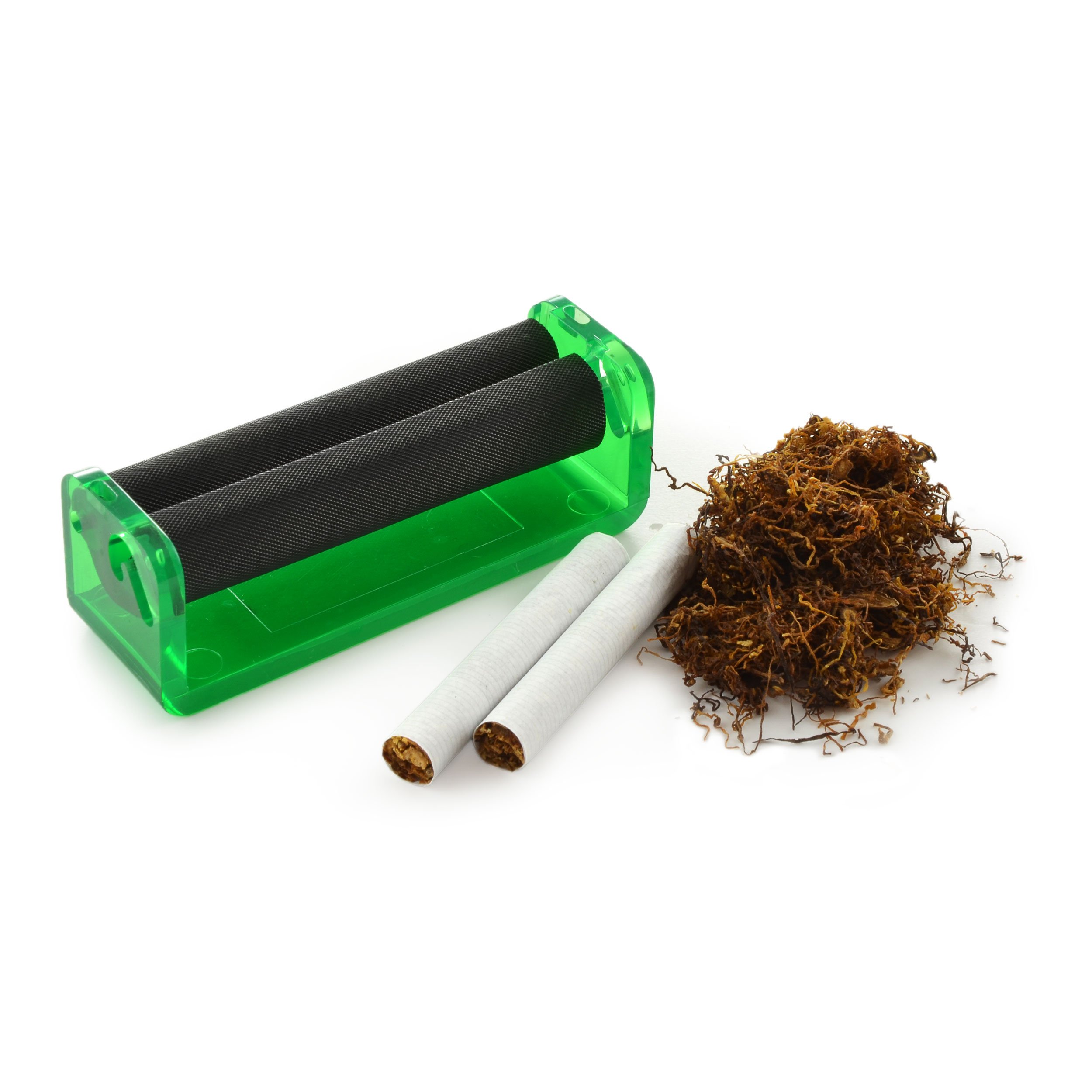 Ganzoo cigarette turner and roller, translucent plastic roller in green,  for turning blades up to 70