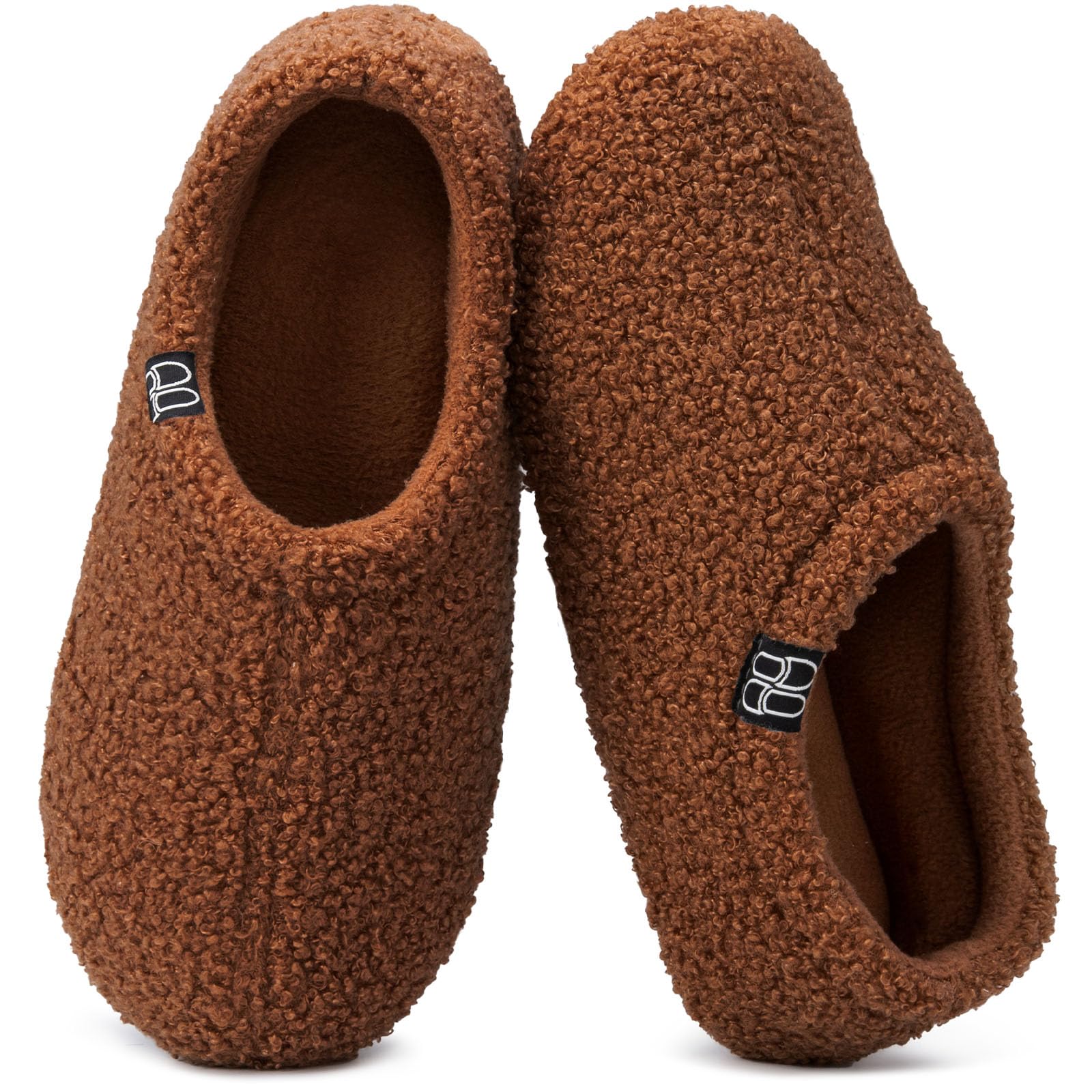 HomeTop Women's Fuzzy Curly Fur Memory Foam Loafer Slippers with Polar Fleece Lining