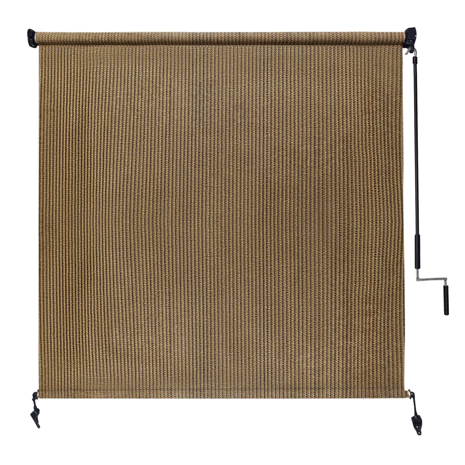Amagenix Outdoor Roller Shades 6'(W) X 6'(H), Exterior Cordless Patio Shades Roll Up Outdoor Blinds with 90% UV Protection, Two-Section Poles with One-Piece Fabric, Coffee Brown — image 1