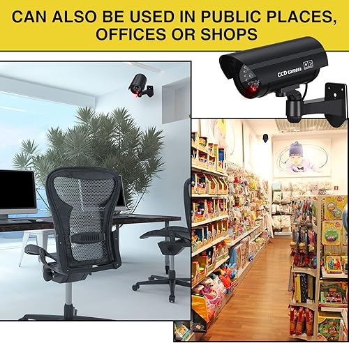 Miniatura 5 de Macarrie 8 cámaras falsas de seguridad falsas, cámara falsa realista, cámara falsa de plástico, sistema de vigilancia CCTV con luz LED de movimiento