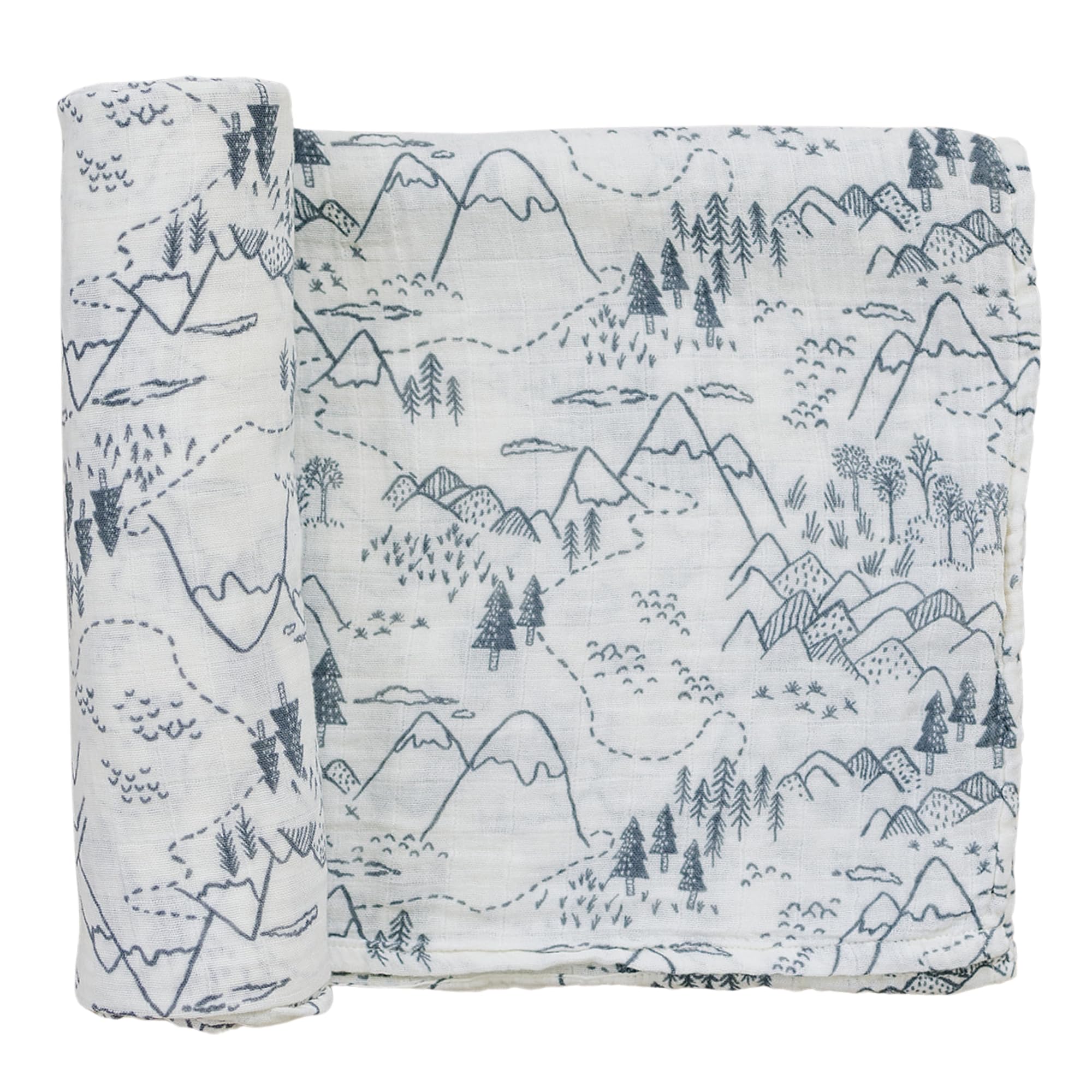 Mebie Baby Summit Muslin Swaddle, Modern and Neutral Swaddle Blanket for Baby Girl or Boy, Soft Baby Blankets, Newborn Swaddle Blanket, 0-3 Month, Comfy Wrap, Baby Essentials &amp; Gifts