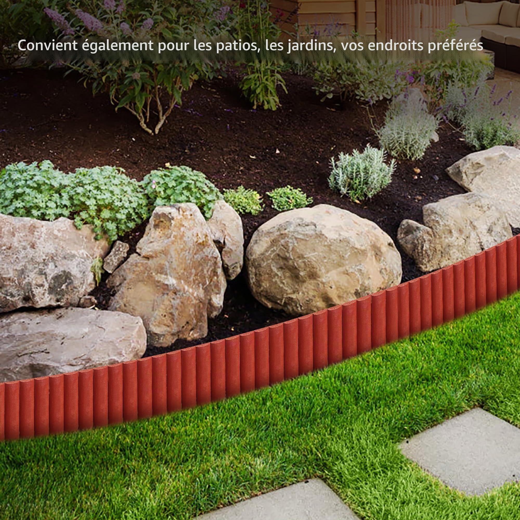 Bordure de Jardin Bois Clôture Flexible pour Jardin, Pelouse, Paysage, Bordure a Planter Décorative 120 cmx20 cm