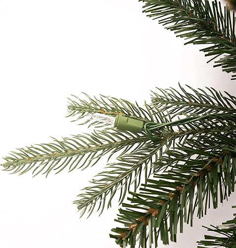 Miniatura 6 de Naomi Home Árbol de Navidad artificial tradicional con luces, árbol de Navidad preiluminado, árbol de Navidad de abeto de pino con luces, verde, 9