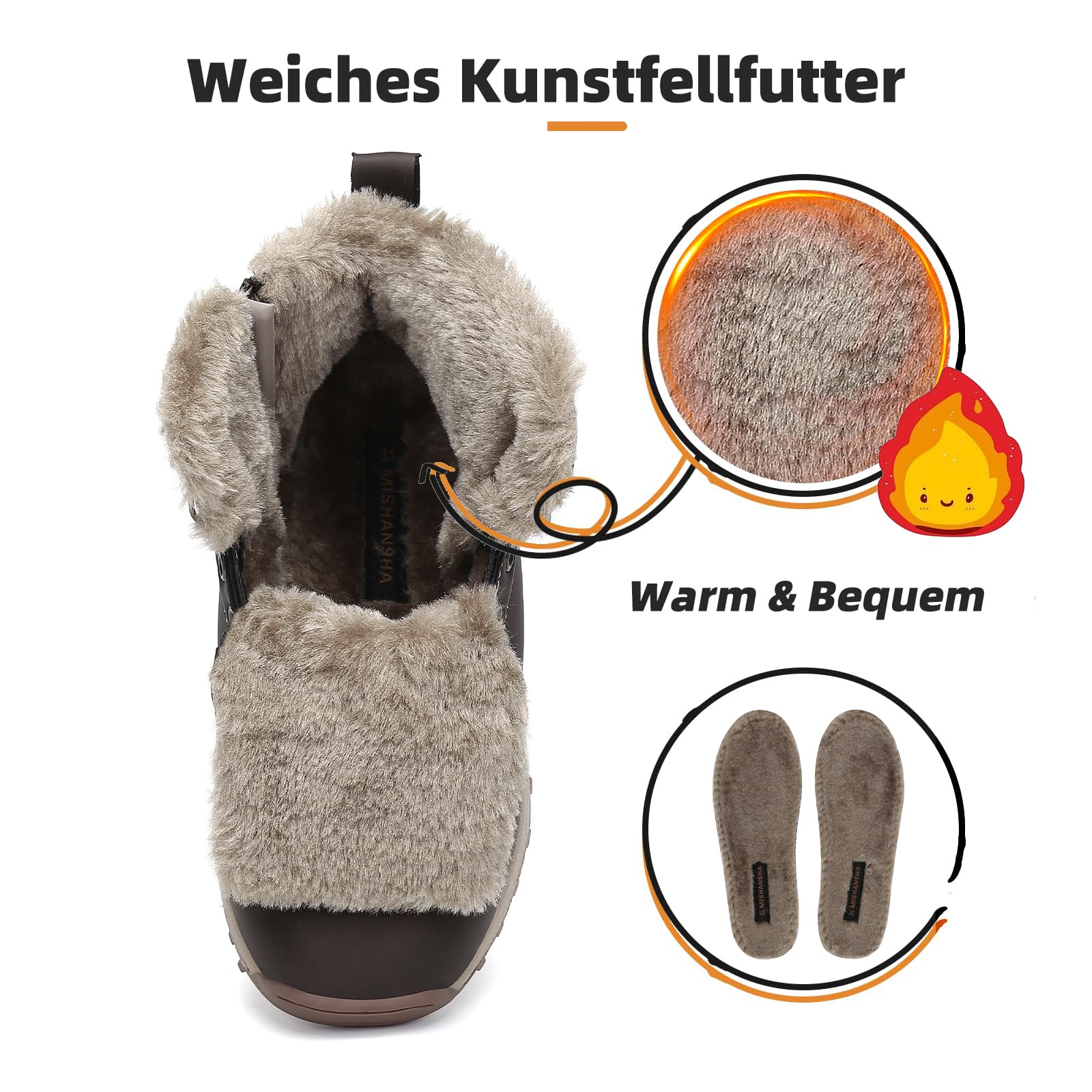 Mishansha Winterstiefel Kinder Warme Rutschfest Outdoor Gr.24-36 | Wasserabweisend, Freizeit, Komfort, Bequeme, Warm Gefüttertes, Winter, Trekkingschuhe, Kinderschuhe
