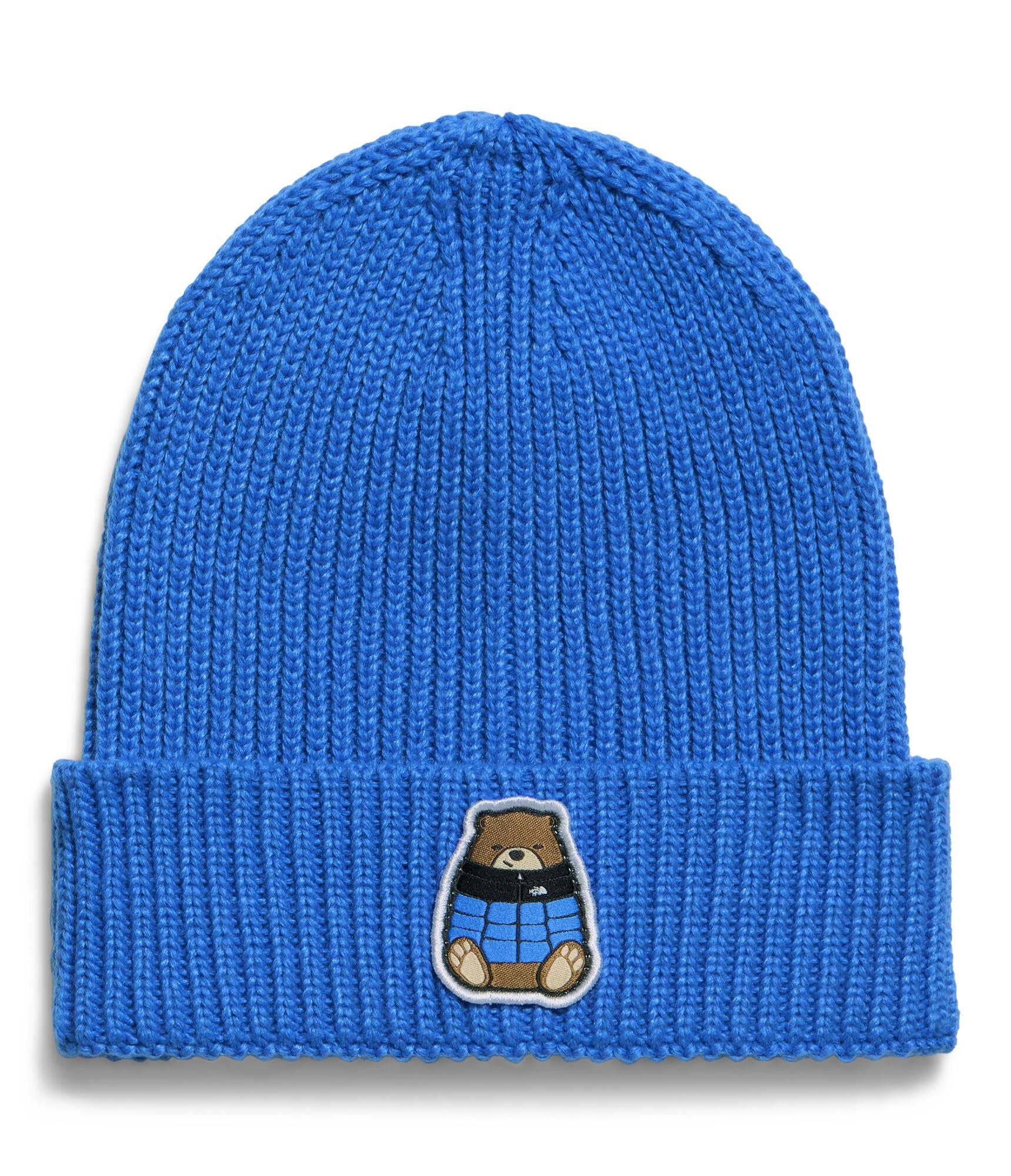 TNF Box Cuffed Beanie, Active Bl/Nuptse Bear Patch, OSFA