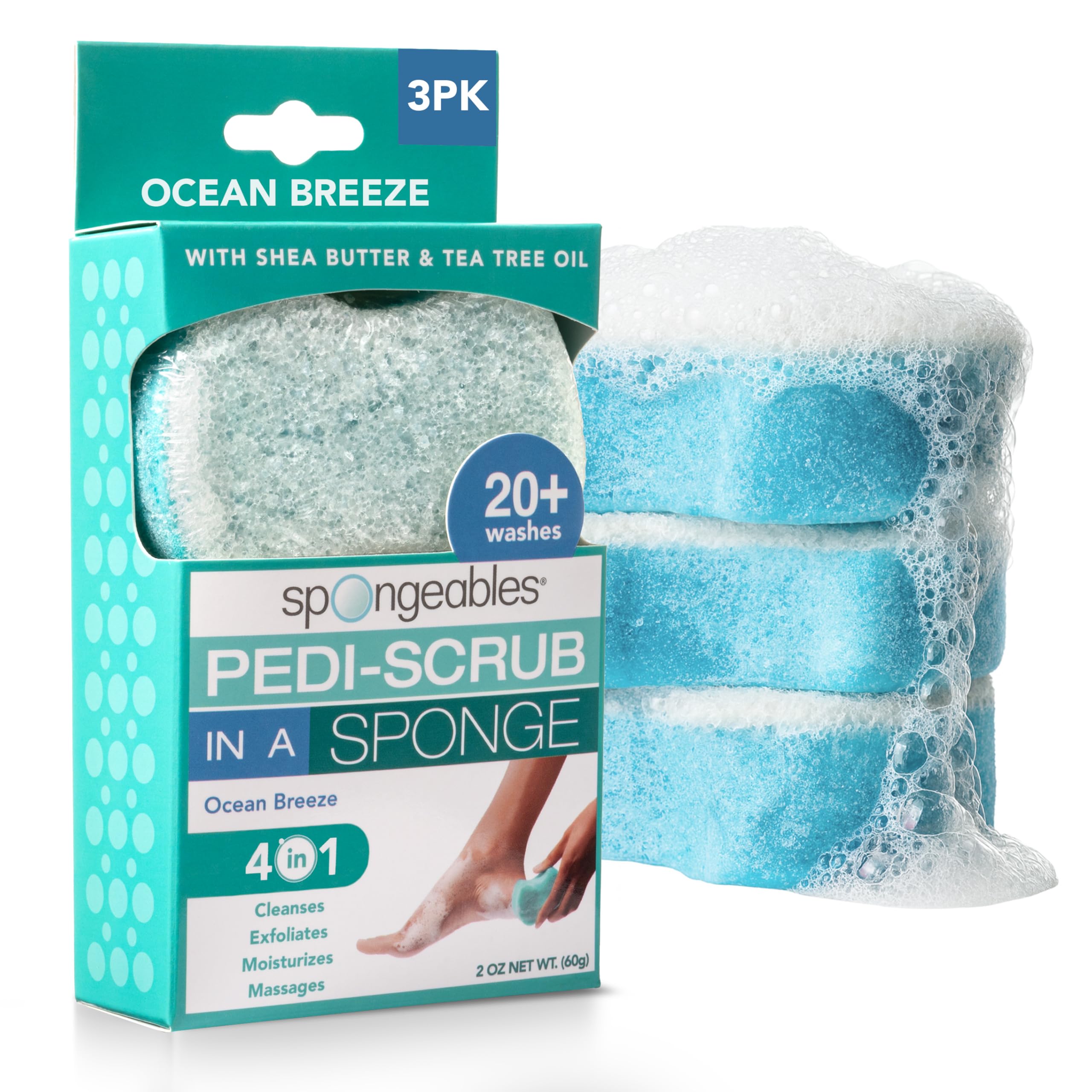 Spongeables Pedi Scrub Foot Exfoliating 20+ Wash Sponge