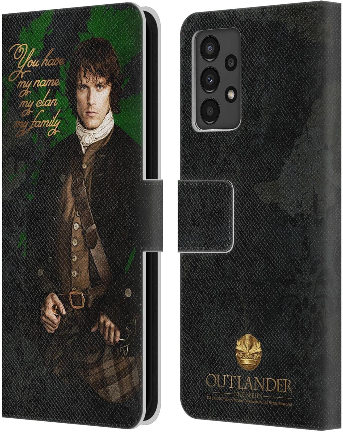 Head Case Designs Officially Licensed Outlander Claire & Jamie Kiss Portraits Leather Wallet Case Compatible with Samsung Galaxy A13 (2022)