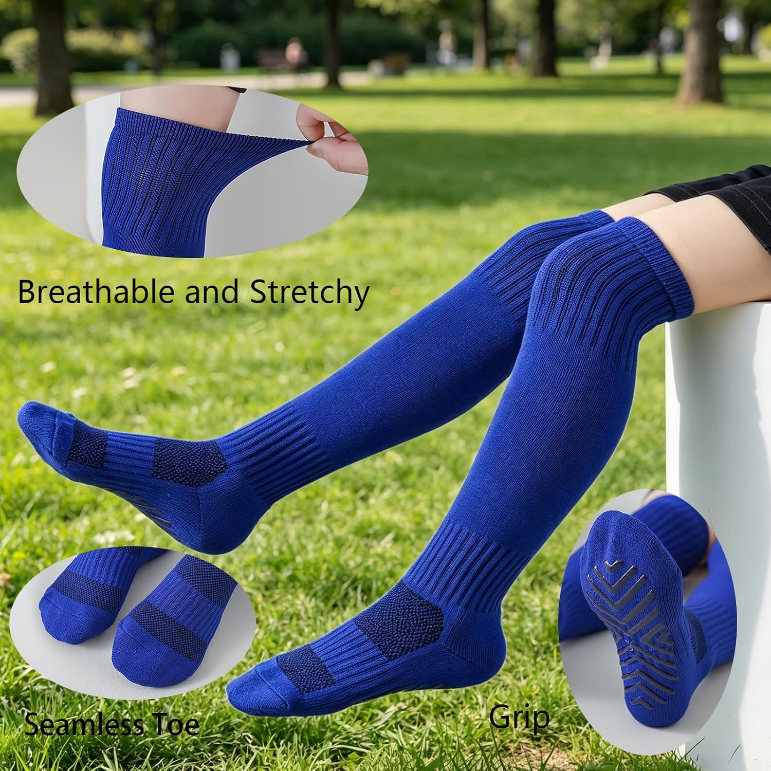 Soccer Baseball Softball Football Socks, 6-Pack Boys Athletic Knee High Sport Socks for Youth Kids Ages 5-15
