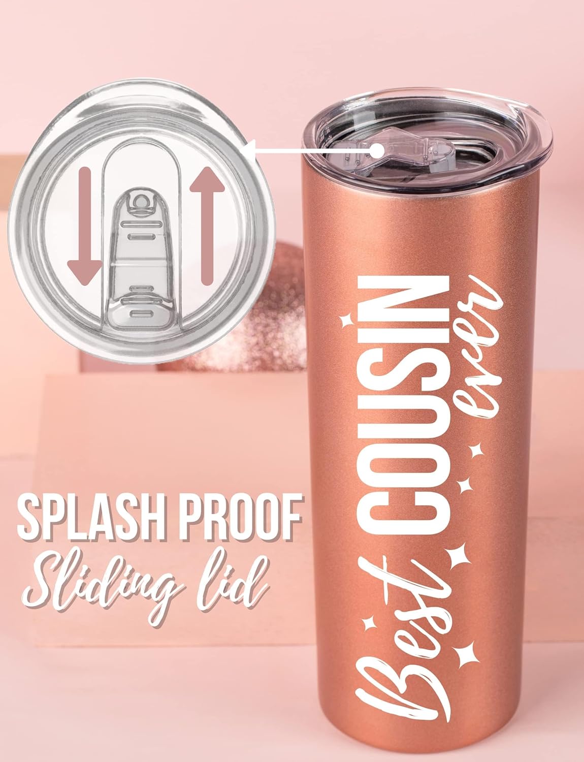 Onebttl Cousin Gifts for Women - 20oz Insulated Stainless Steel Tumbler with Lid for Cousin - Birthday or Christmas - Image 2