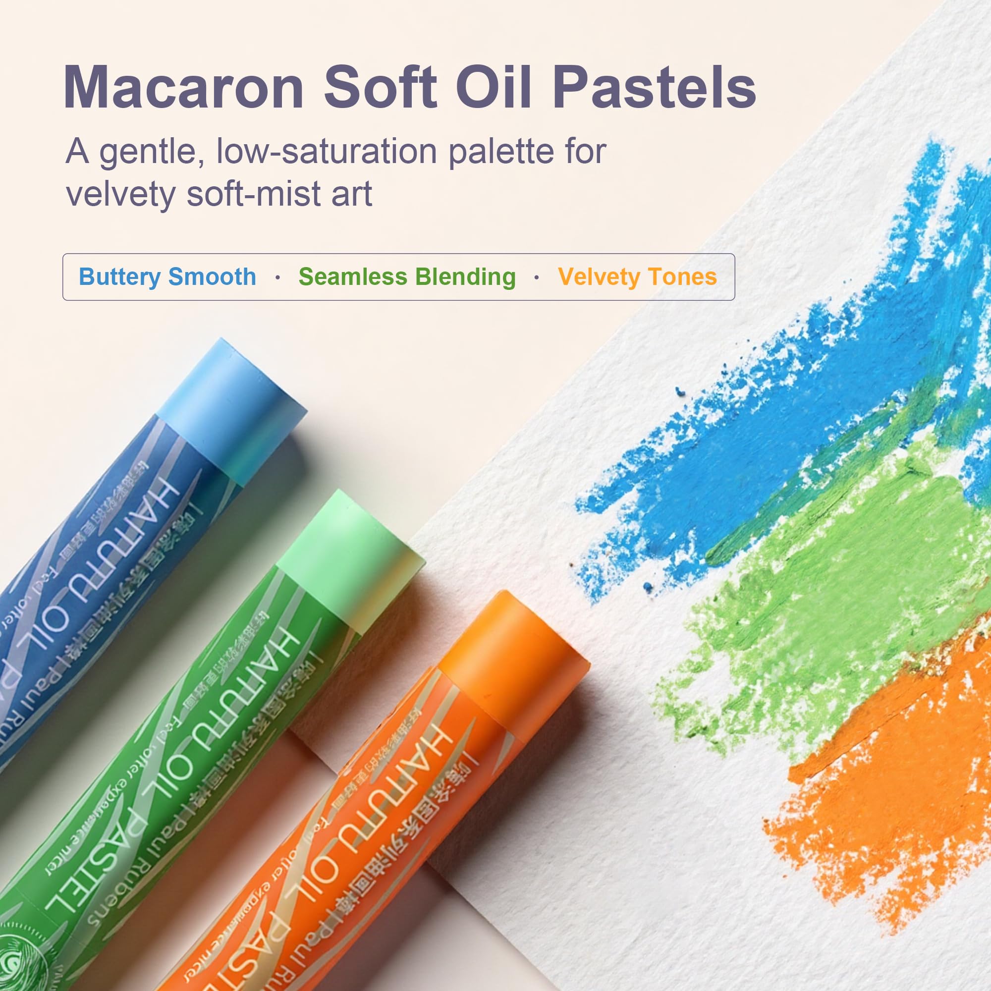 rubens Ensemble de pastels à l'huile douce (48 couleurs macarons), pastels à l'huile à texture crémeuse pour dessin et mélange. Fournitures d'art de rêve cadeau pour débutants et artistes.