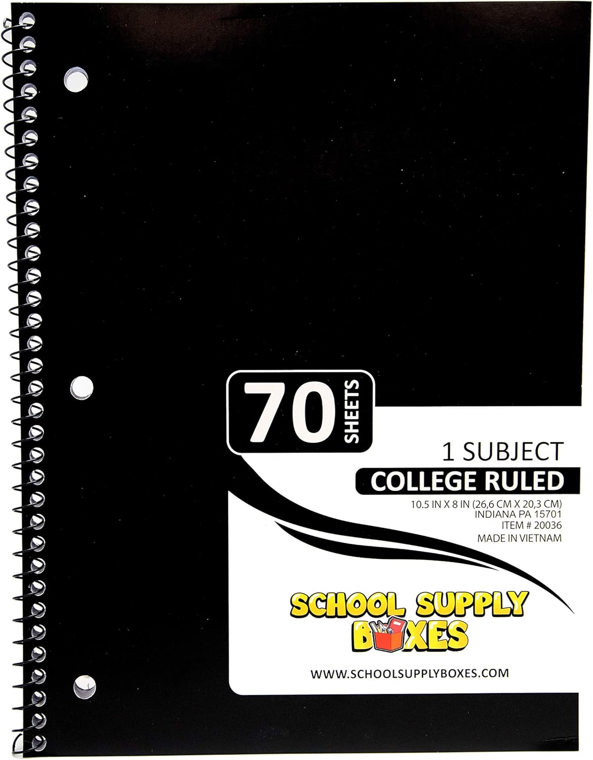 College Ruled Spiral Notebooks - 5pk School Supply Bundle - Ruled Paper for Elementary School Students - Bulk Office Supplies - Assorted Colors: Red, Green, Yellow, Blue, Black - Image 3