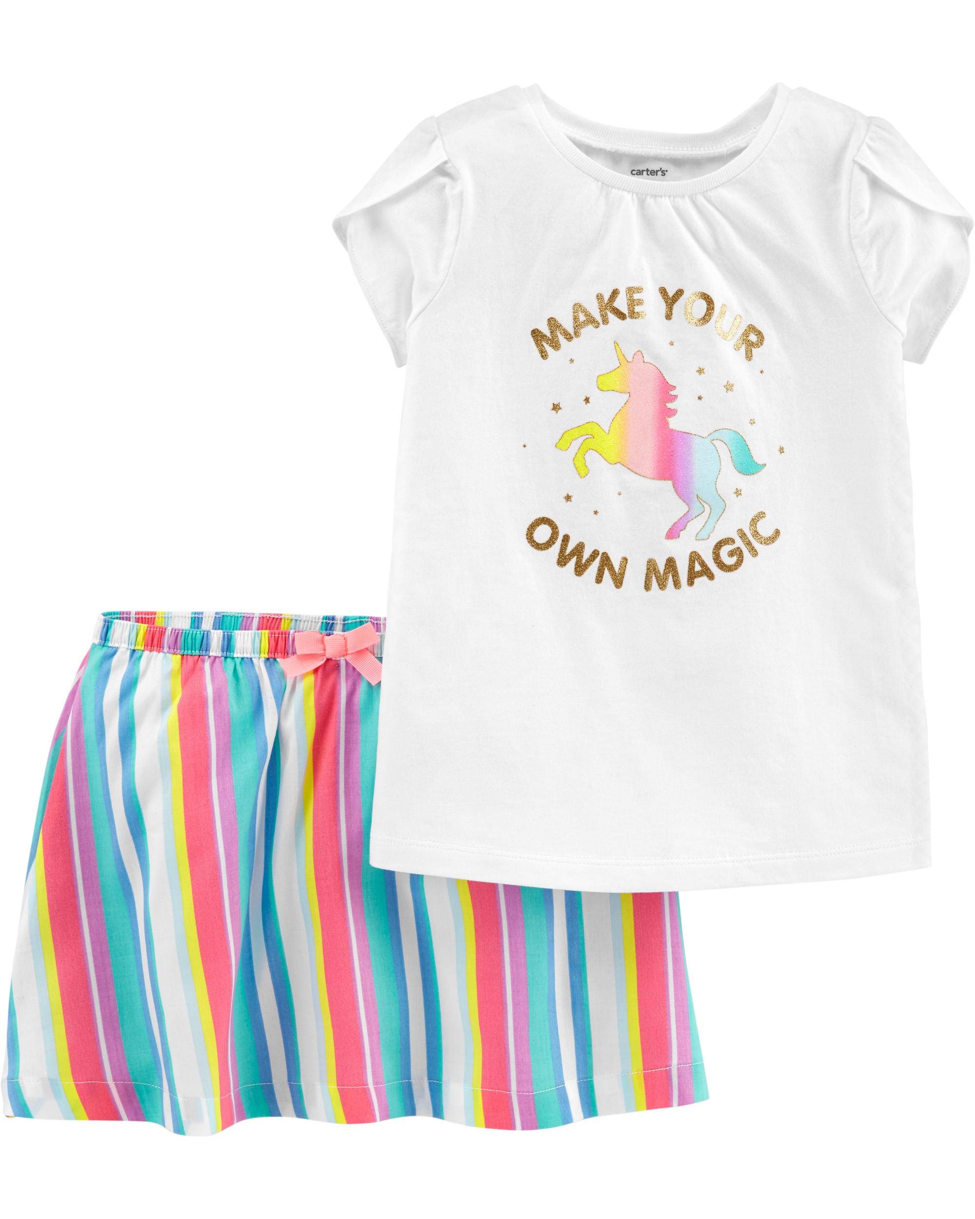Carter's Baby Girls Make Your Magic Stripe Skort Set 6 Months White Multi