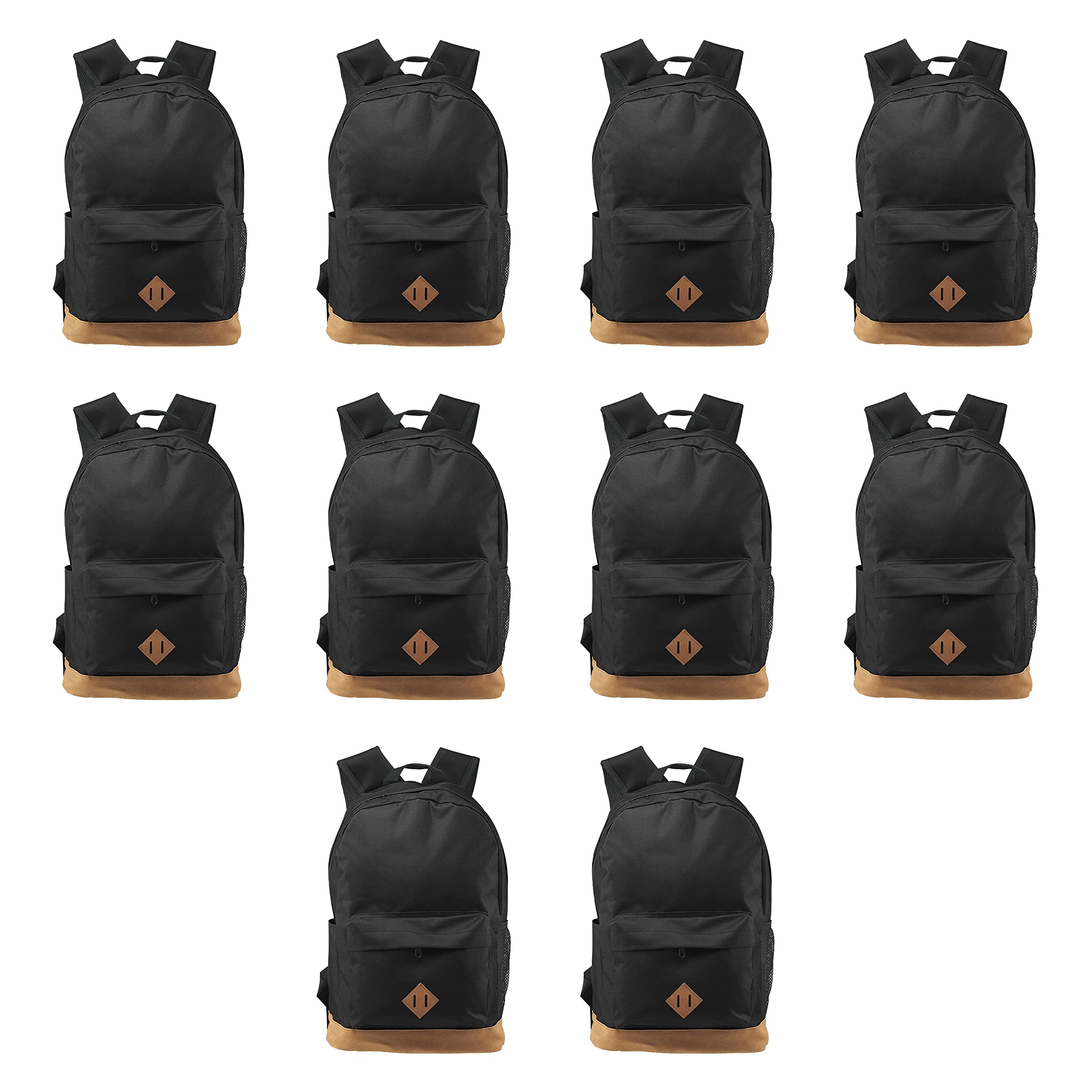 DISCOUNT PROMOS Multipurpose Laptop Backpacks Set of 10, Bulk Pack - Lots of Features for Everyday Use, Perfect for Employess, Businessman - Black