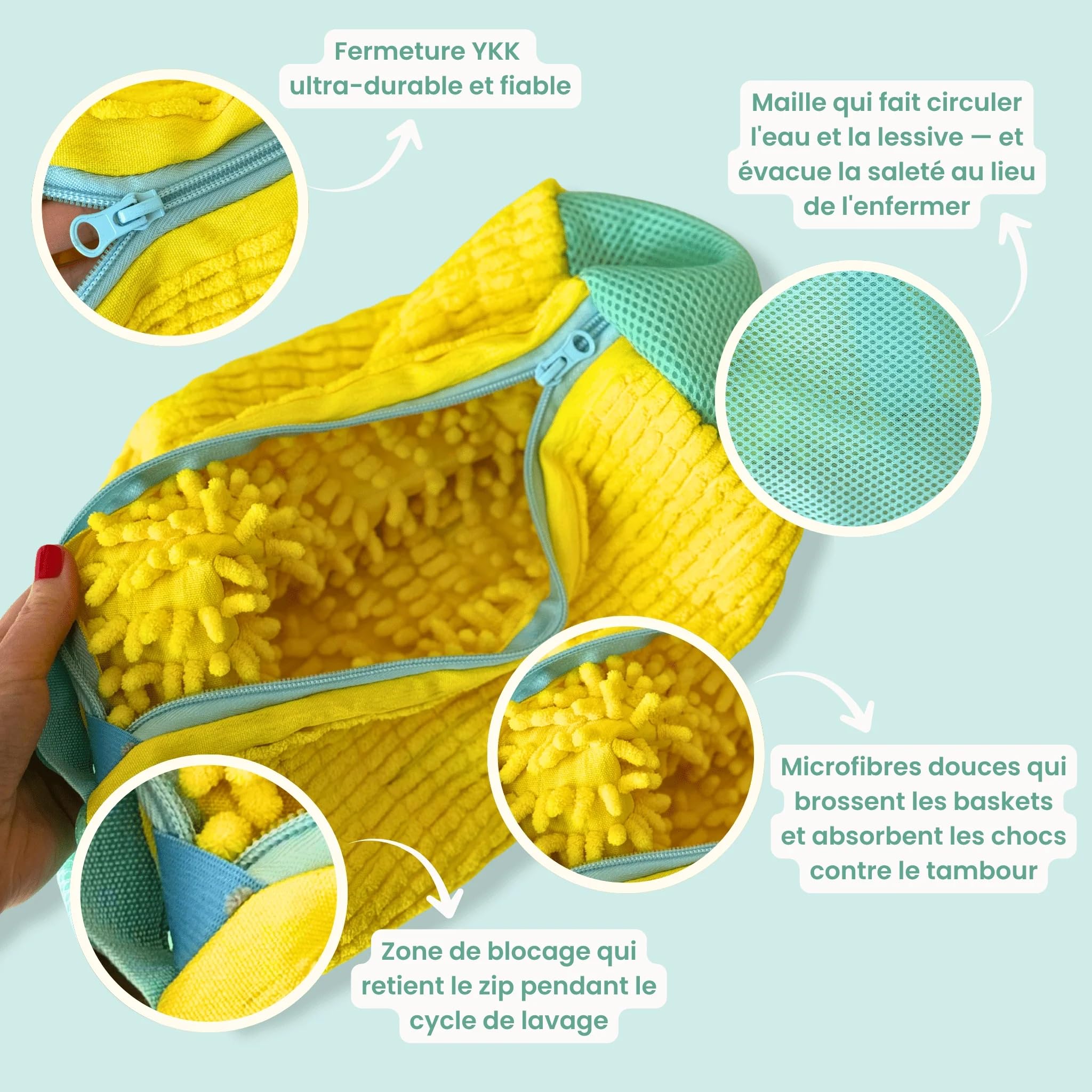 Bagit - Sac de lavage pour chaussures - Lot de 2–jaune – Protection machine