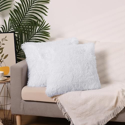 Miniatura 2 de uxcell Juego de 2 fundas de almohada, suaves y esponjosas, fundas de cojín decorativas de doble cara de felpa de piel sintética, fundas de almohada
