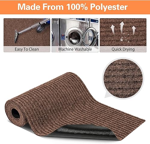 Vista 62 de Nuanchu 1 rollo de tapete grande semiacabado para exteriores, de 16 x 79 pulgadas, tapete para puerta angosta, antideslizante, impermeable, para Azul