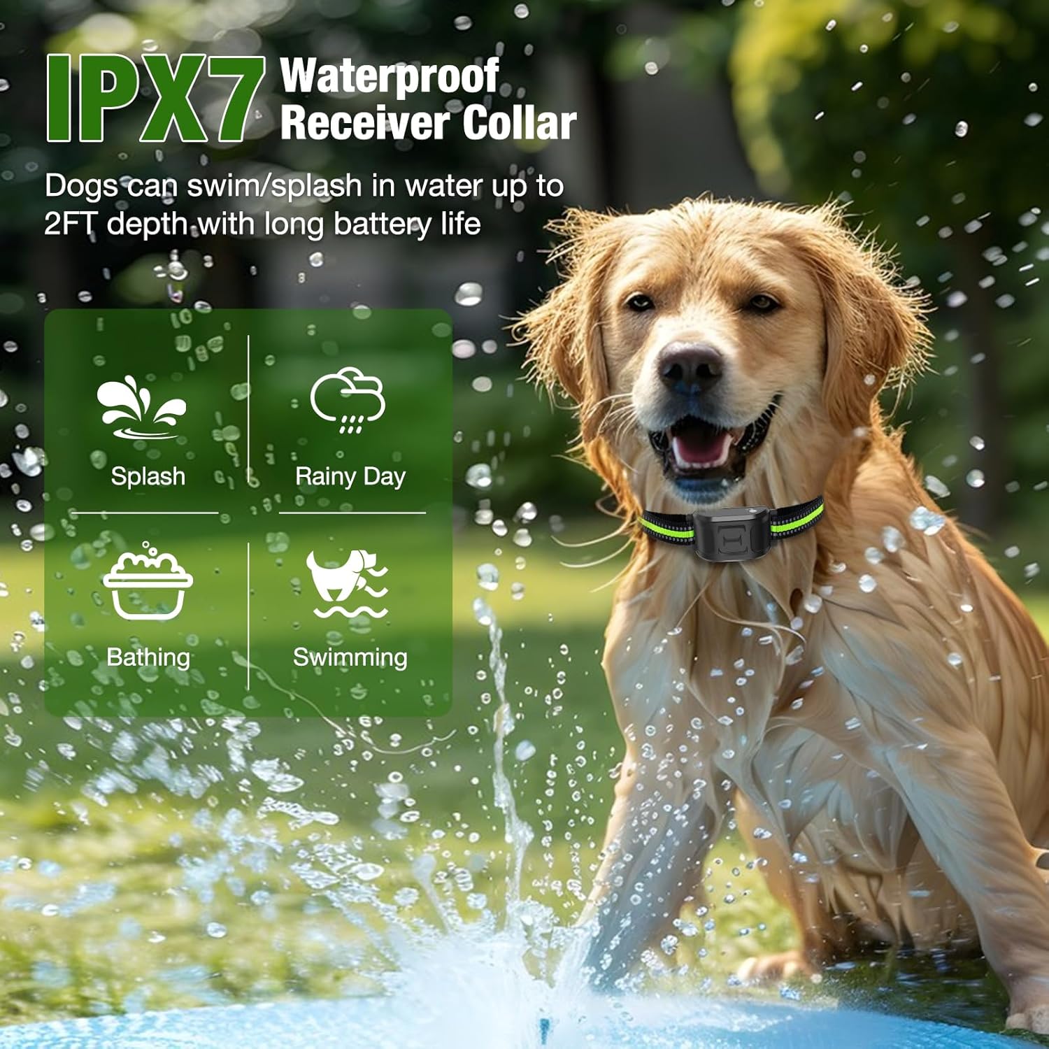 Wireless Dog Fence 2.4GHz Electric Fence for Dogs Wireless Fence for Dogs Portable Electric Dog Fence with Waterproof and Rechargeable Dog Training Collar (1 Controller & 1Collar)