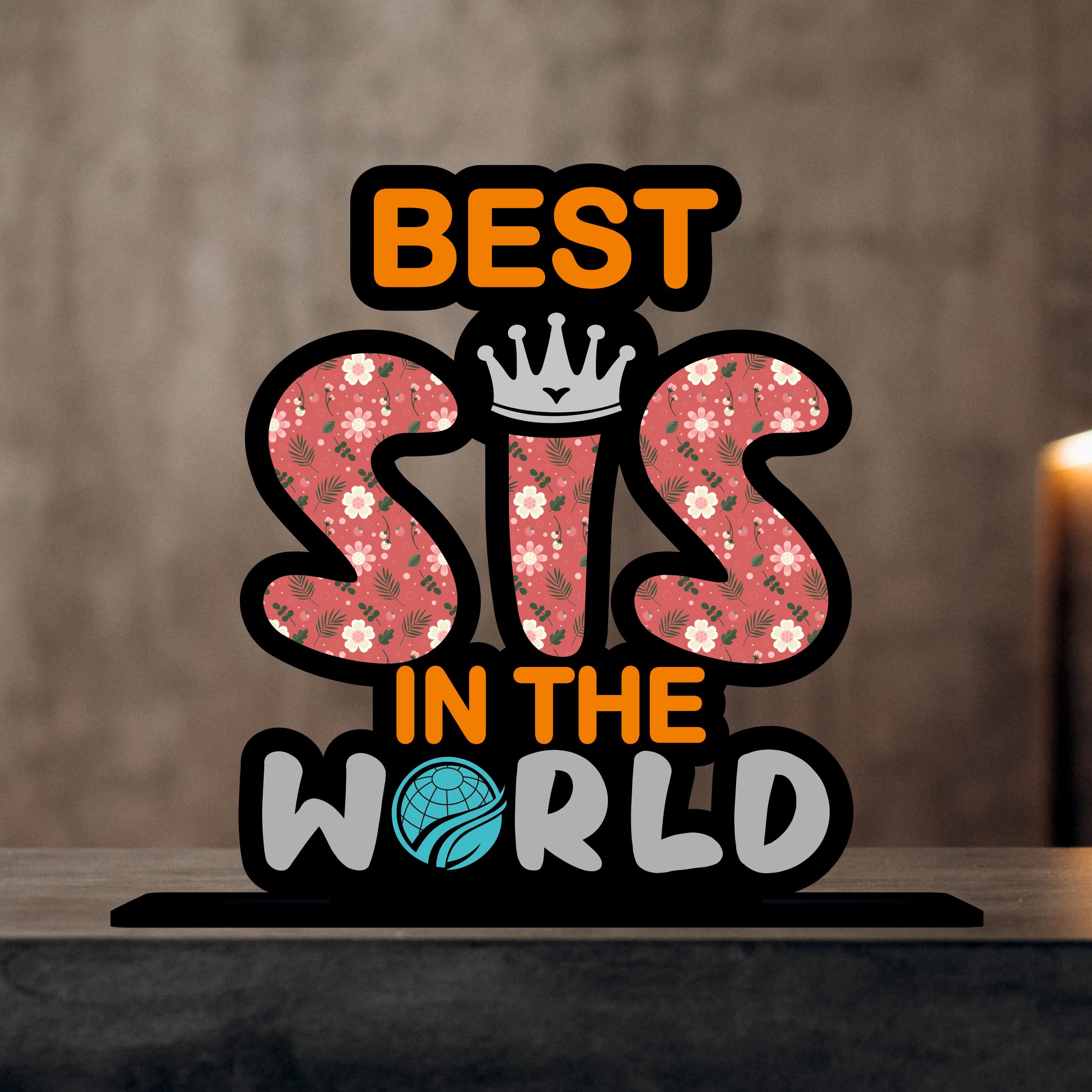 Giftplaese Best Sister in The World Wooden Tabletop Gift for Sister or Sis (Multicolor 6 x 6 Inches) TP-135-image-24