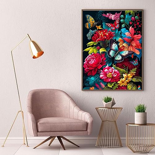 Miniatura 4 de bleihum Kits de pintura de diamantes de flores para adultos, arte de diamantes de mariposa para adultos, manualidades de pintura de gemas de flores,