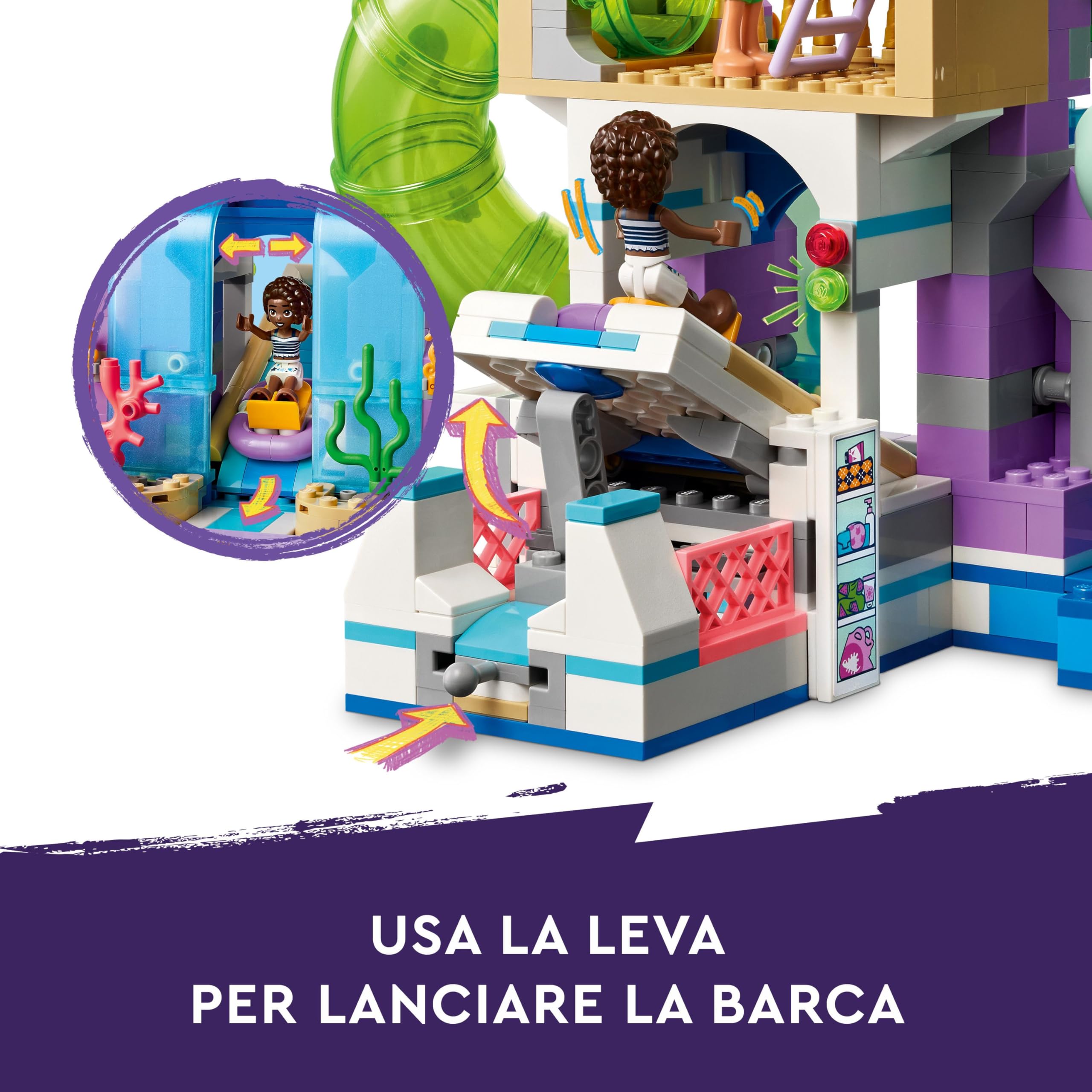 LEGO Friends Parco Acquatico di Heartlake City - Giocattolo con 4 Mini Bamboline, 3 Scivoli e Tanti Accessori peri Giochi Estivi - Regalo Creativo per Bambine da 8 Anni in su - 42630