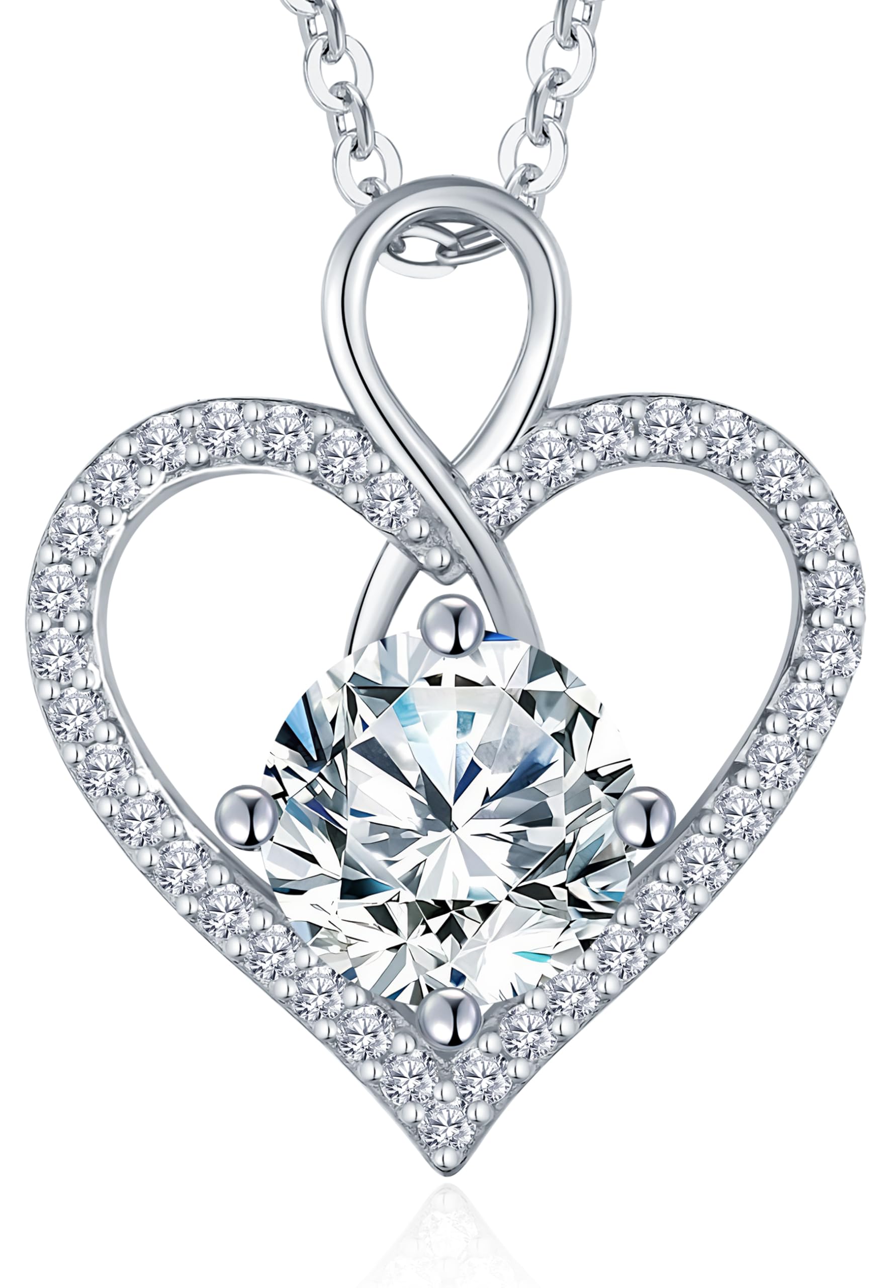 LOUISA SECRET Collane in Moissanite per Donna Cuore Infinito Argento 925 | Regalo di Compleanno per Donna San Valentino Gioielli Natale Festa della Mamma