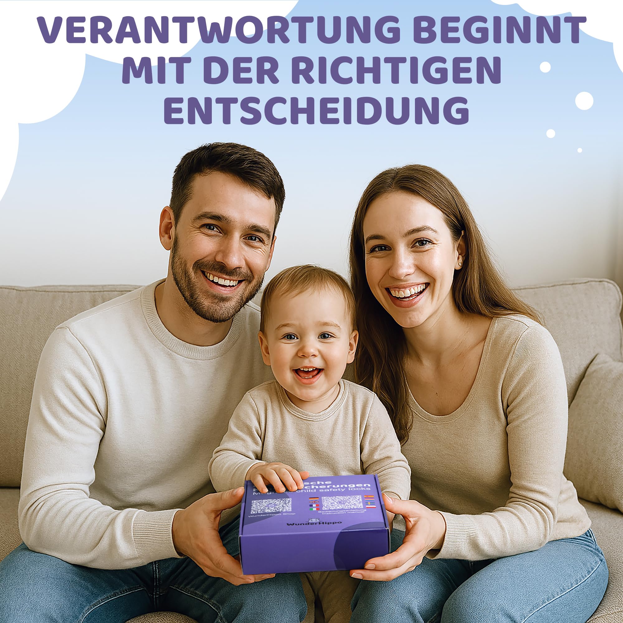 Magnetische Kindersicherung 12 Schlösser 3 Schlüssel Unsichtbarer Magnetverschluss Schranksicherung Schubladensicherung ohne Bohren Weiß